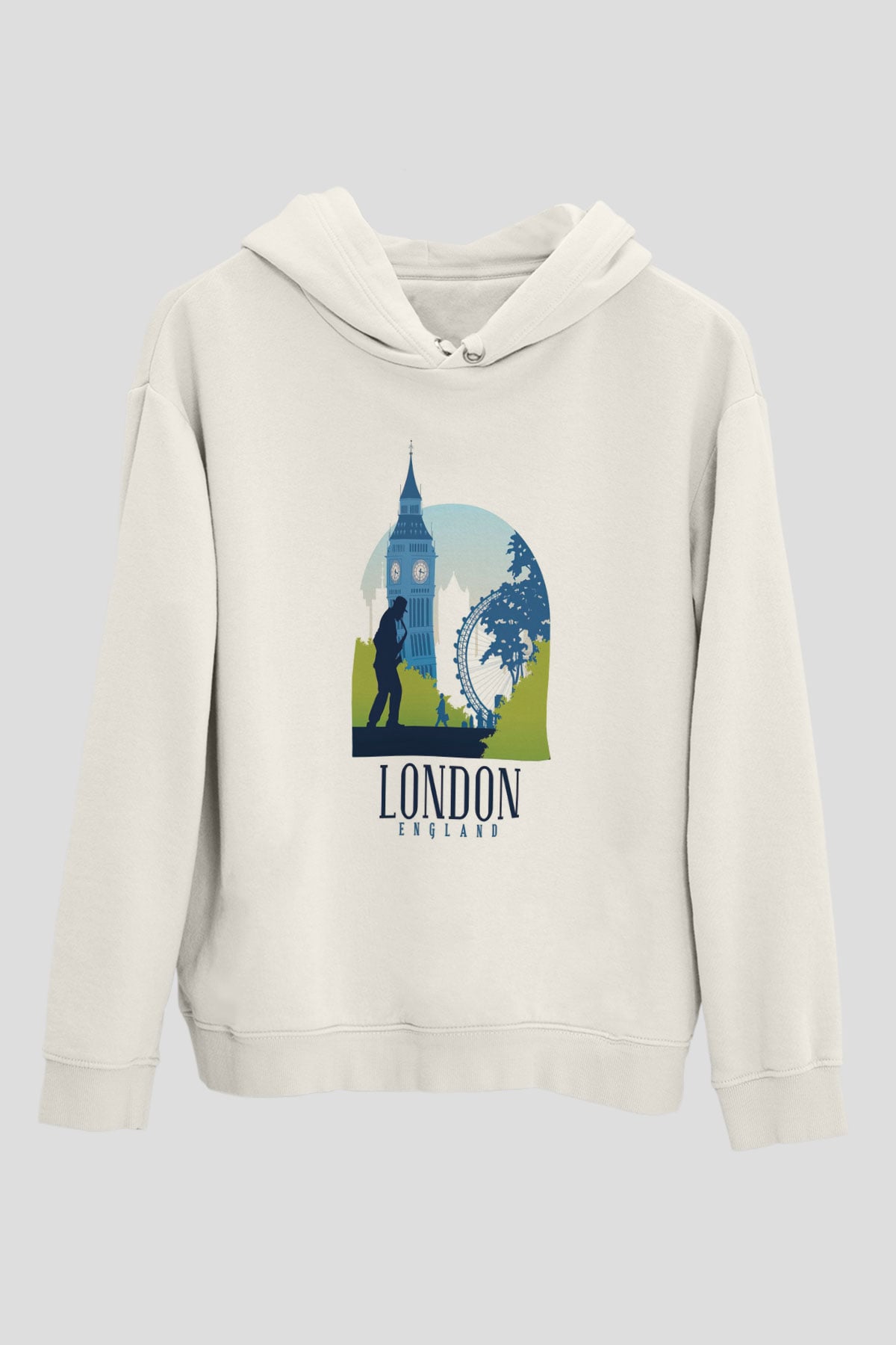 Big Ben Beyaz Unisex Hoodie
