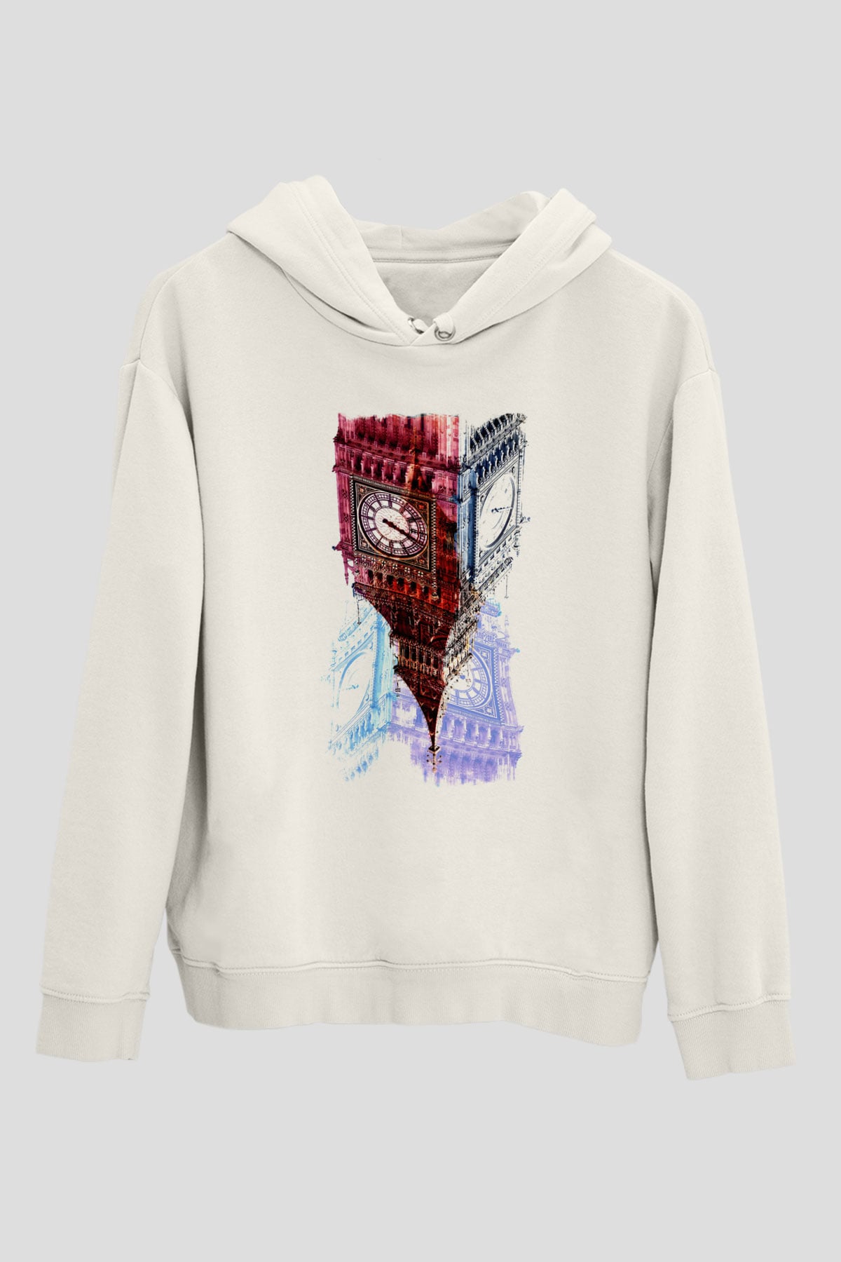 Big Ben Beyaz Unisex Kapşonlu Sweatshirt