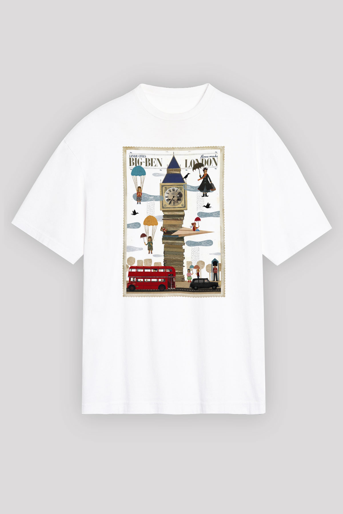 Big Ben Beyaz Unisex Oversize Tişört T-Shirt