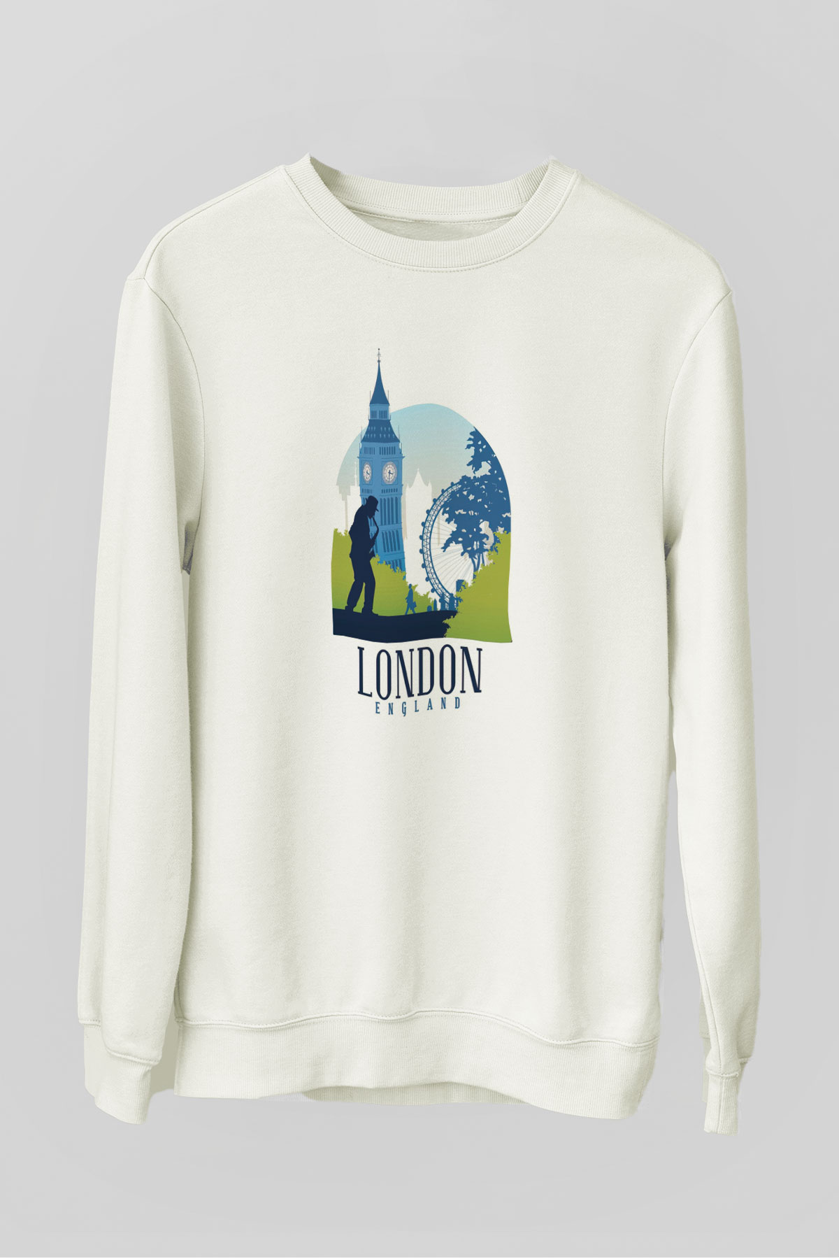Big Ben Beyaz Unisex Sweatshirt