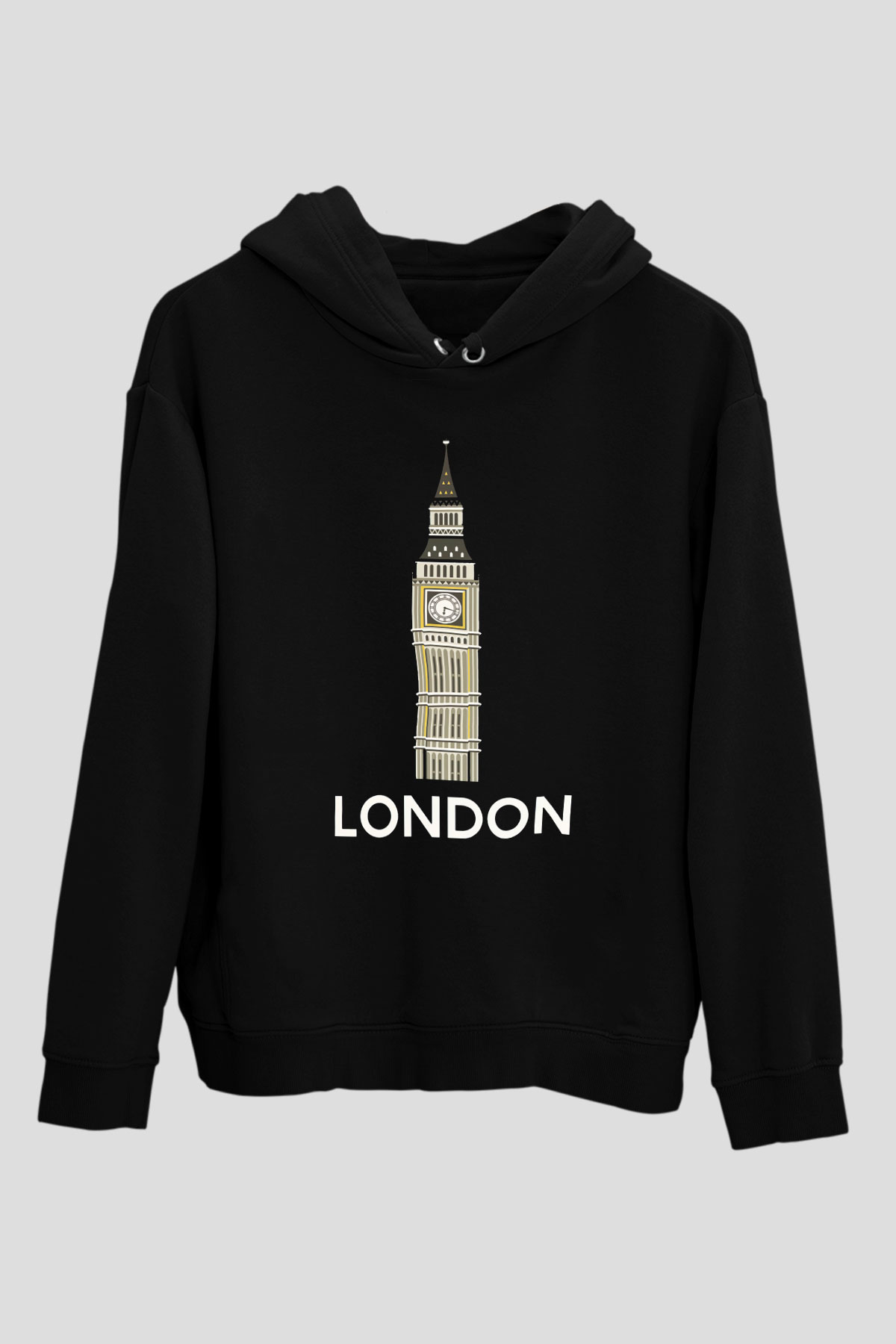 Big Ben Siyah Unisex Hoodie