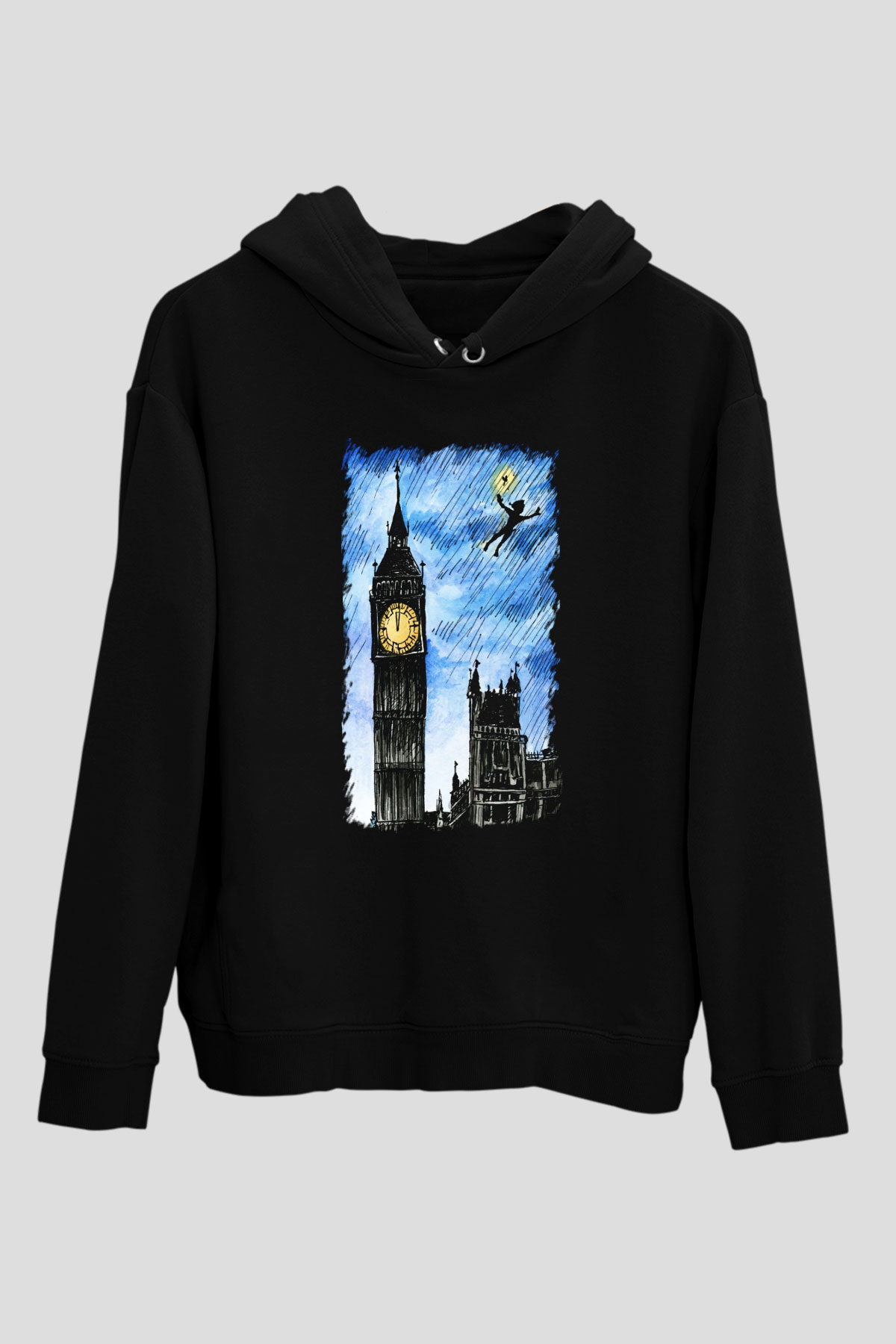 Big Ben Siyah Unisex Hoodie