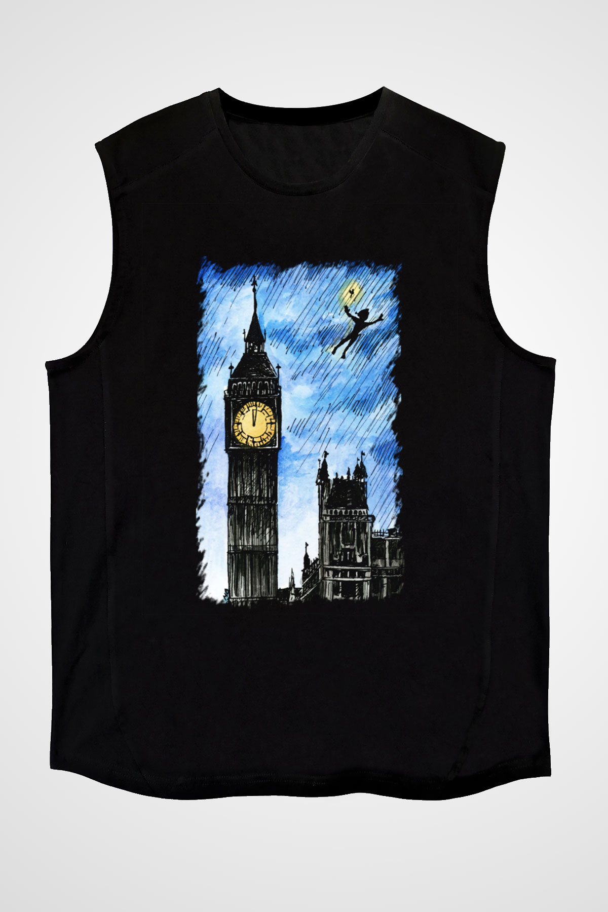 Big Ben Siyah Unisex Kolsuz Tişört