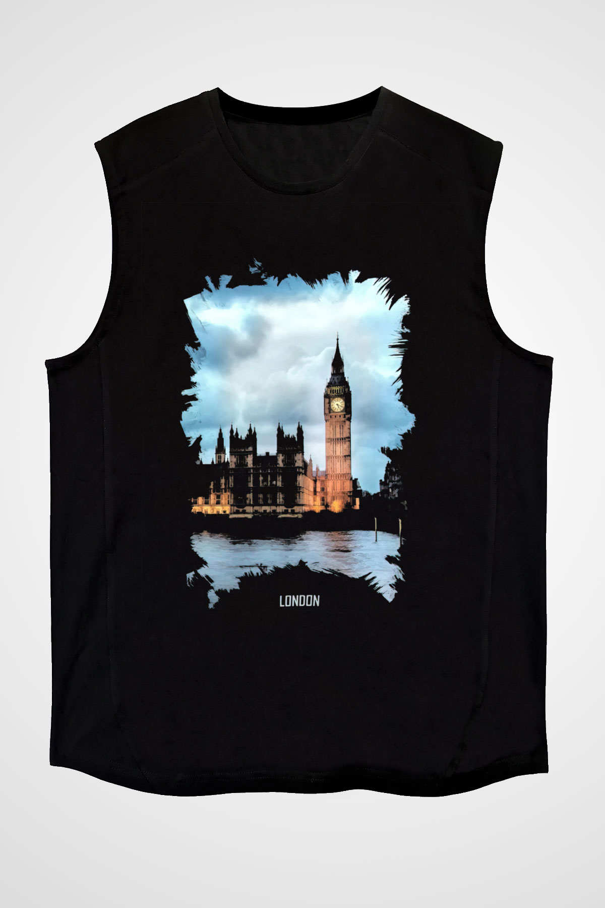 Big Ben Siyah Unisex Kolsuz Tişört