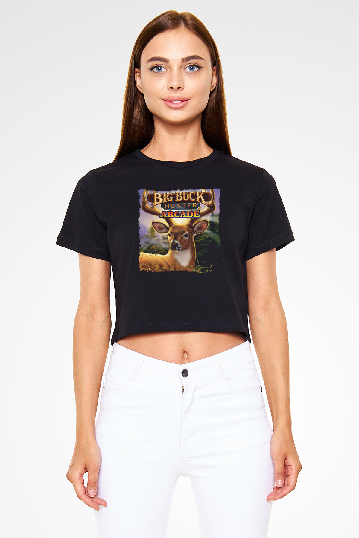 Big Buck Hunter Siyah  Crop Top Tişört