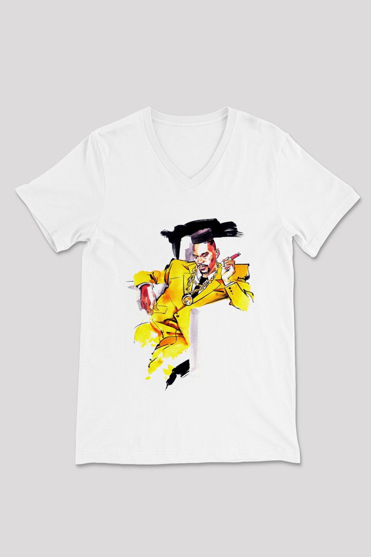 Big Daddy Kane Beyaz Unisex V Yaka Tişört T-Shirt