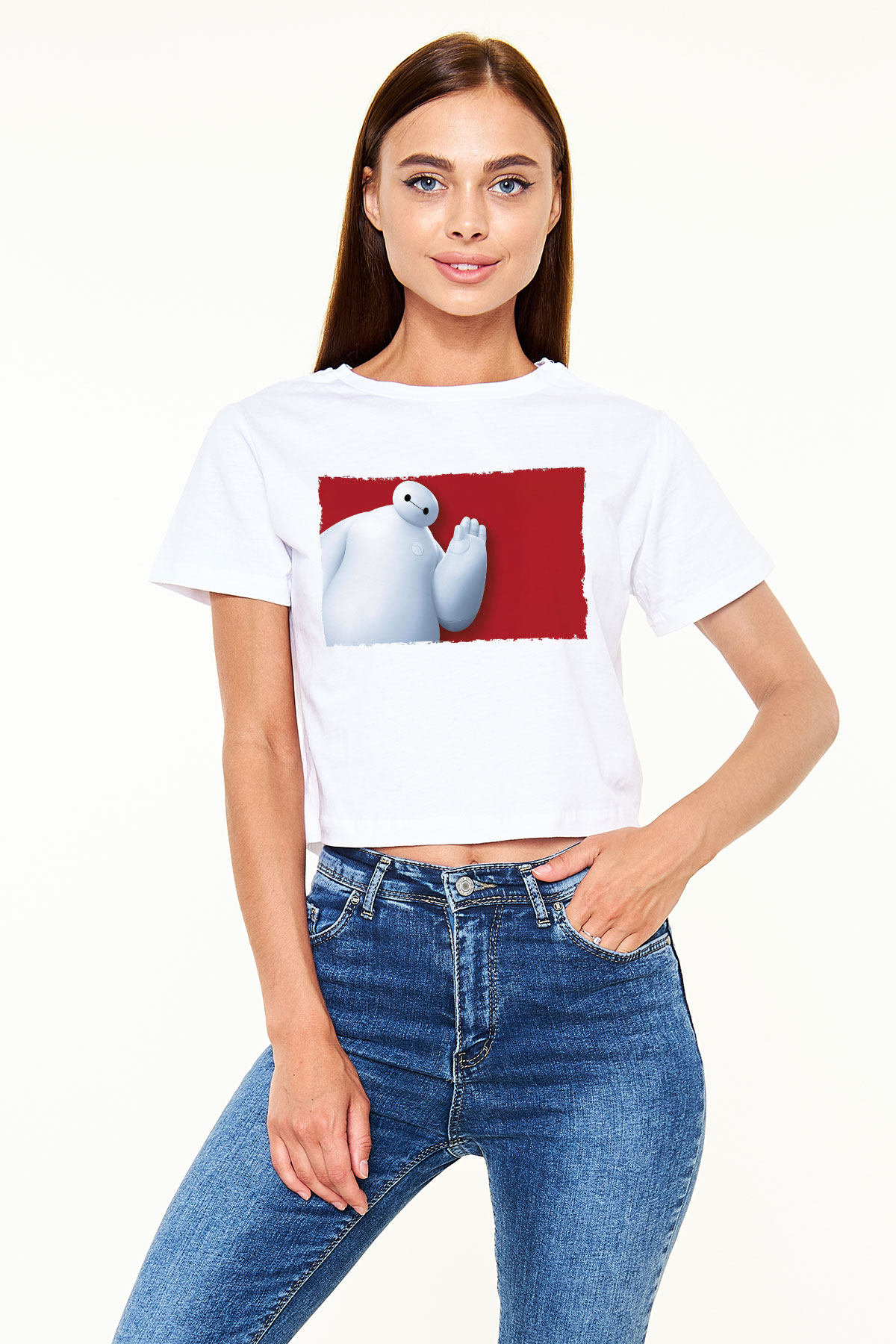 Big Hero Beyaz Croptop Tişört