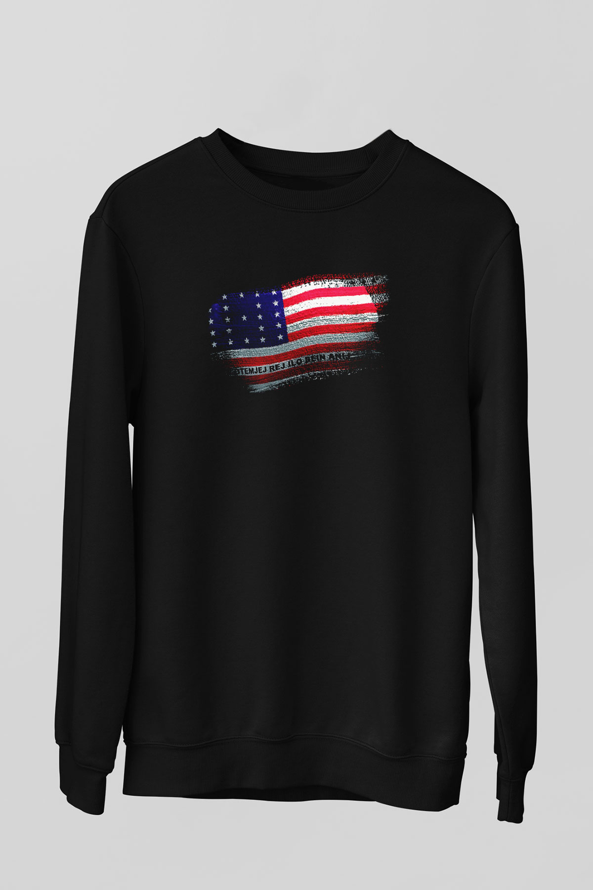 Bikini Atolü - Bikini Atoll Bayrağı Baskılı Unisex Siyah Sweatshirt