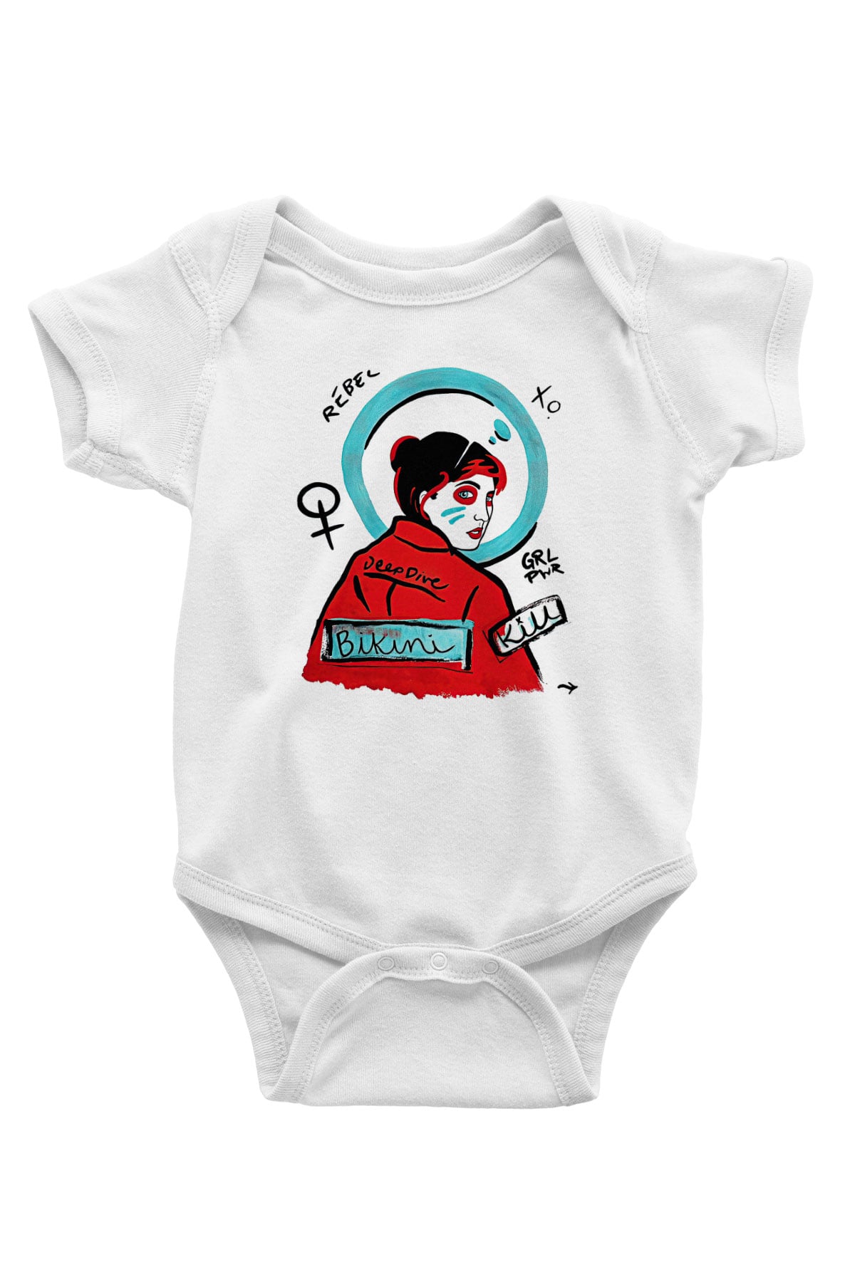 Bikini Kill Baskılı Beyaz Unisex Bebek Body - Zıbın