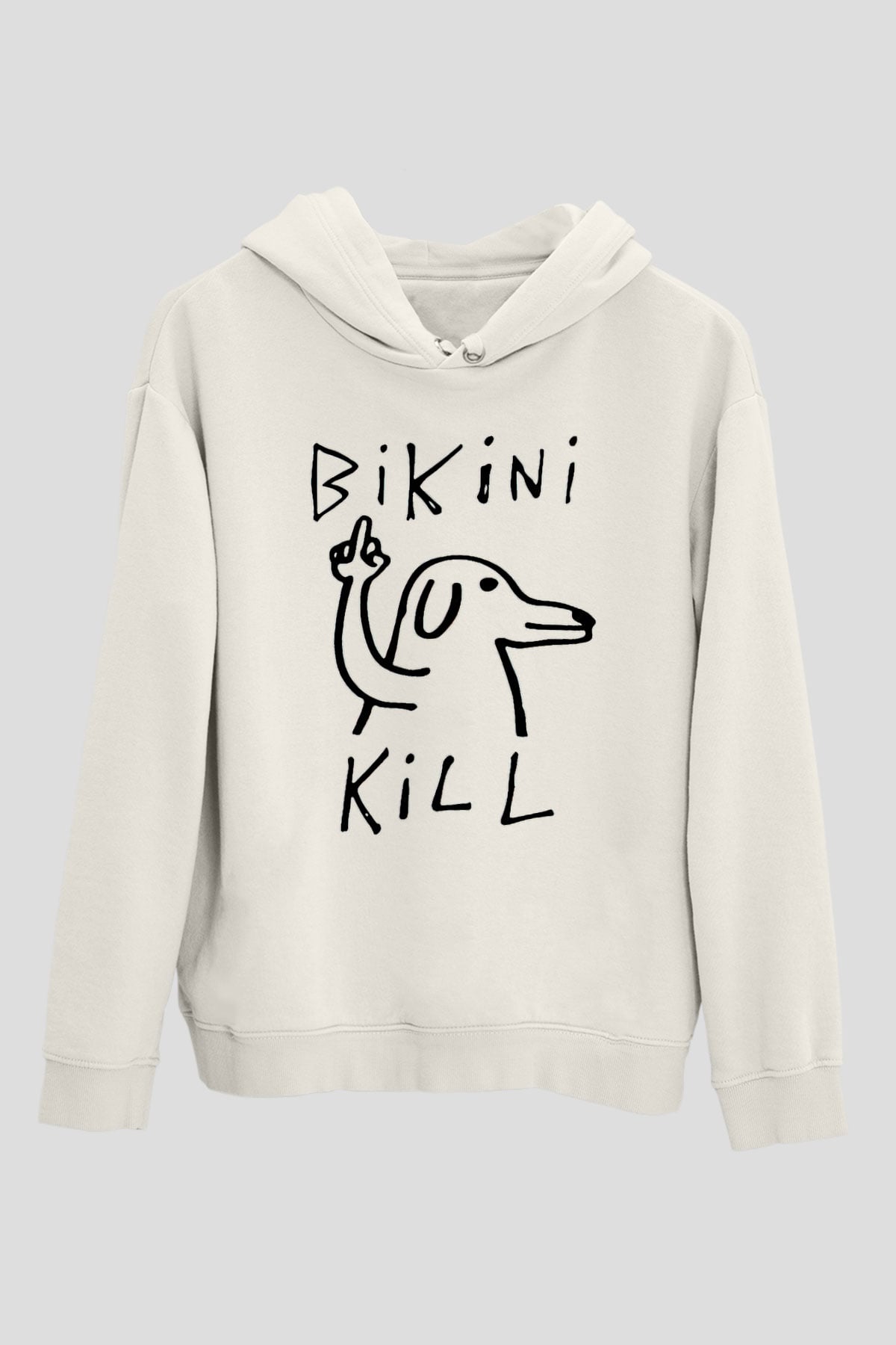 Bikini Kill Baskılı Beyaz Unisex Kapüşonlu Sweatshirt