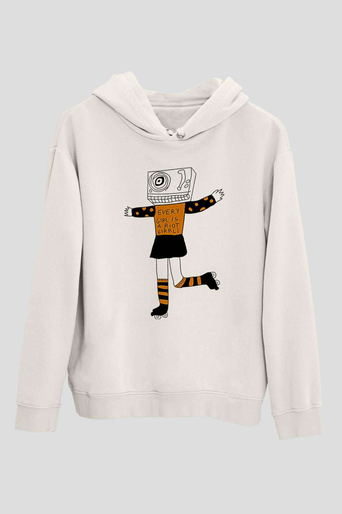 Bikini Kill Baskılı Beyaz Unisex Kapüşonlu Sweatshirt
