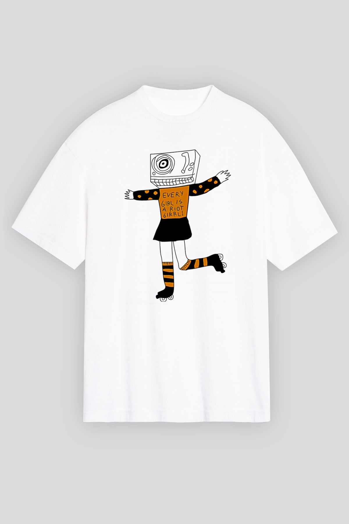 Bikini Kill Baskılı Beyaz Unisex Oversize Tişört - Tshirt