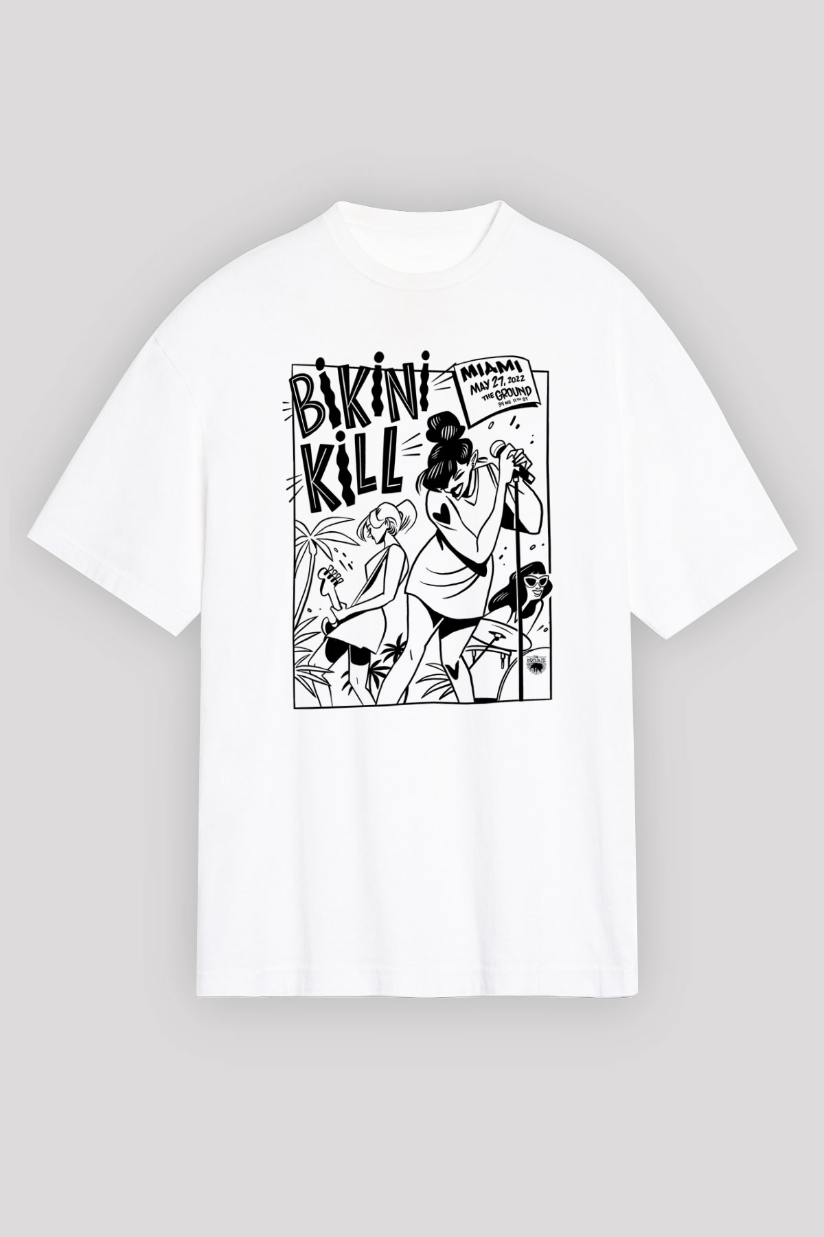 Bikini Kill Baskılı Beyaz Unisex Oversize Tişört - Tshirt