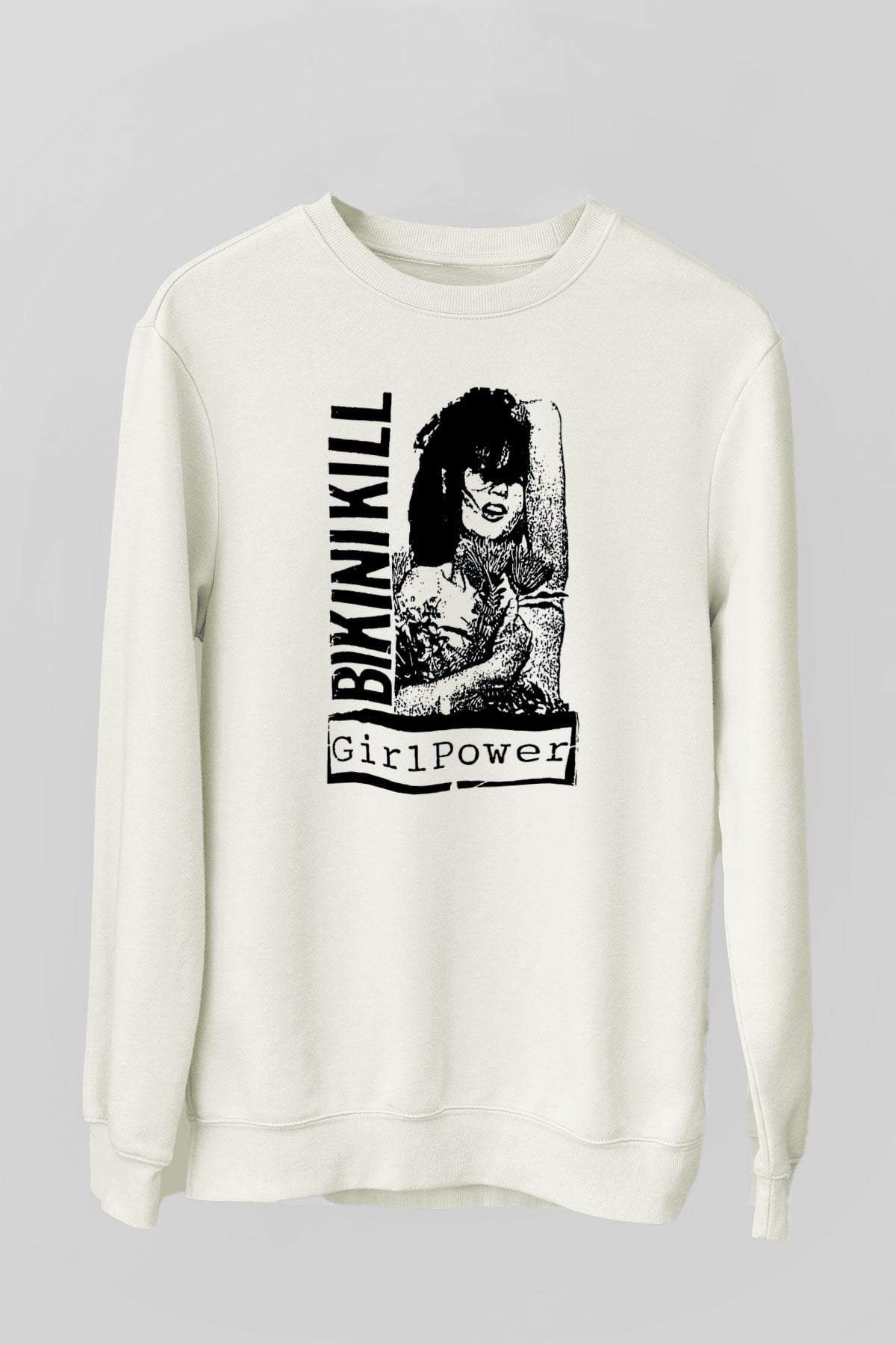 Bikini Kill Baskılı Beyaz Unisex Sweatshirt