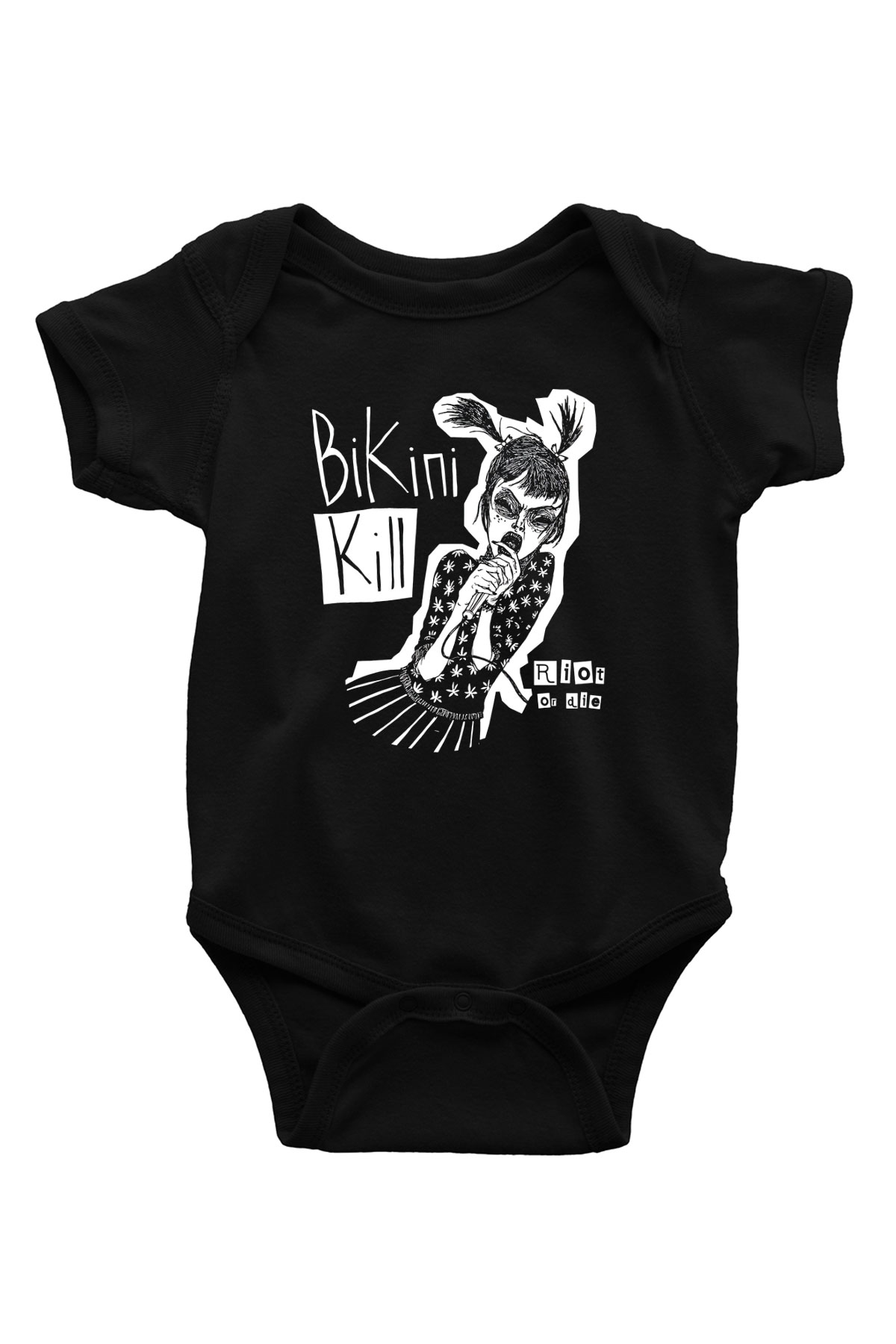 Bikini Kill Baskılı Unisex Siyah Bebek Body - Zıbın