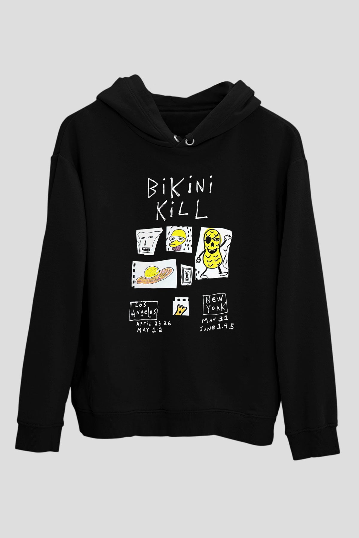 Bikini Kill Baskılı Unisex Siyah Kapüşonlu Sweatshirt