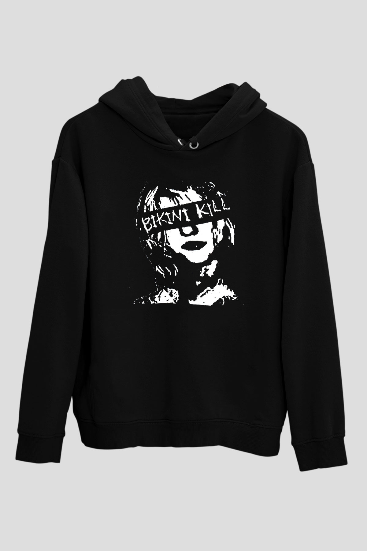 Bikini Kill Baskılı Unisex Siyah Kapüşonlu Sweatshirt