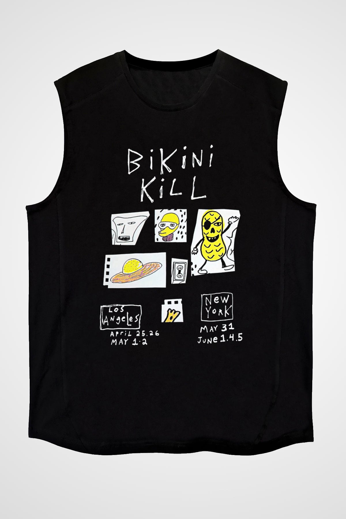 Bikini Kill Baskılı Unisex Siyah Kolsuz Tişört - Tshirt