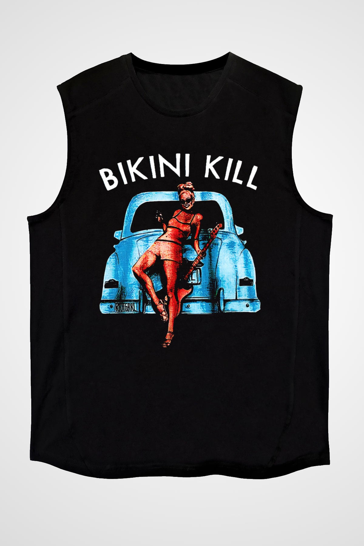 Bikini Kill Baskılı Unisex Siyah Kolsuz Tişört - Tshirt