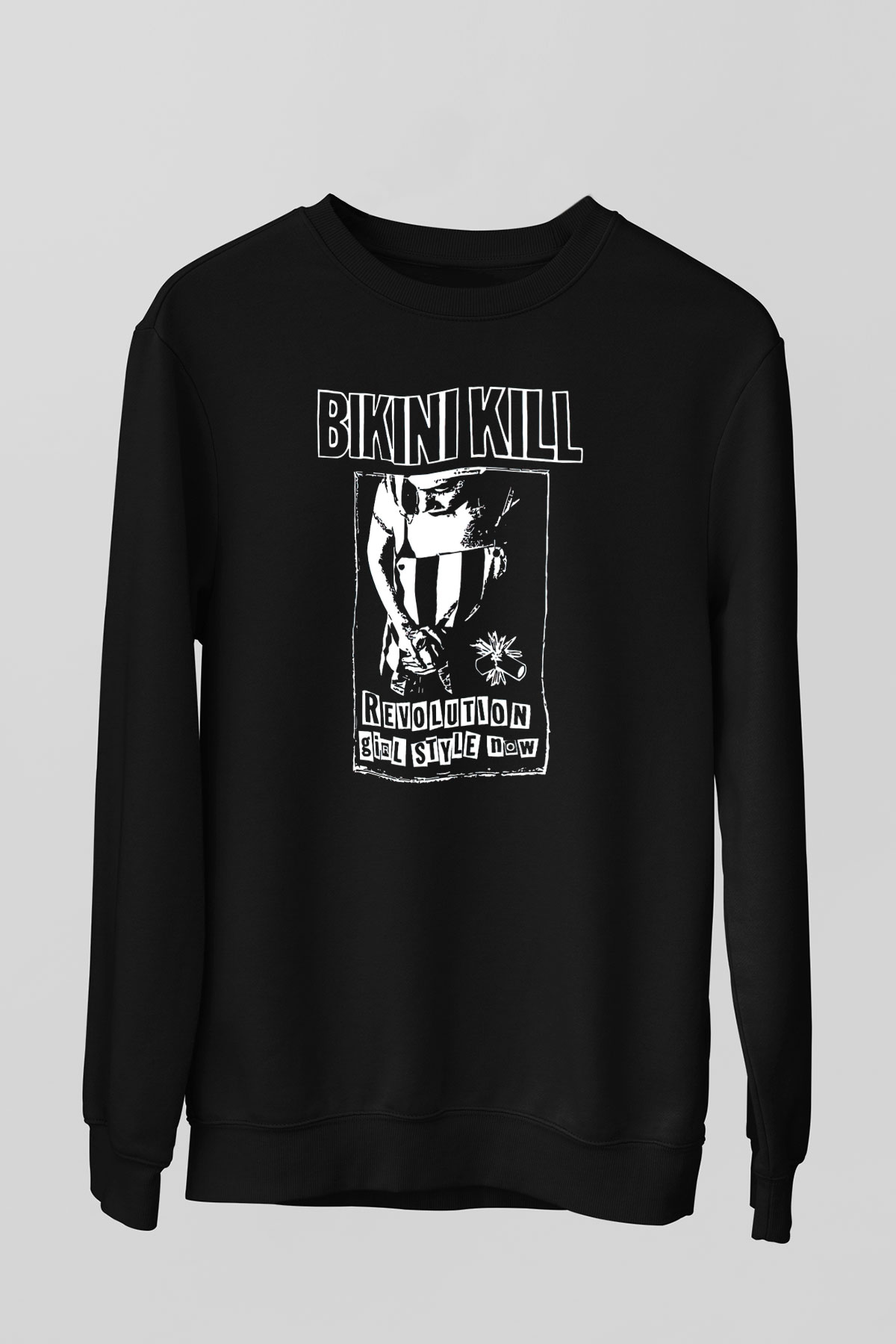 Bikini Kill Baskılı Unisex Siyah Sweatshirt