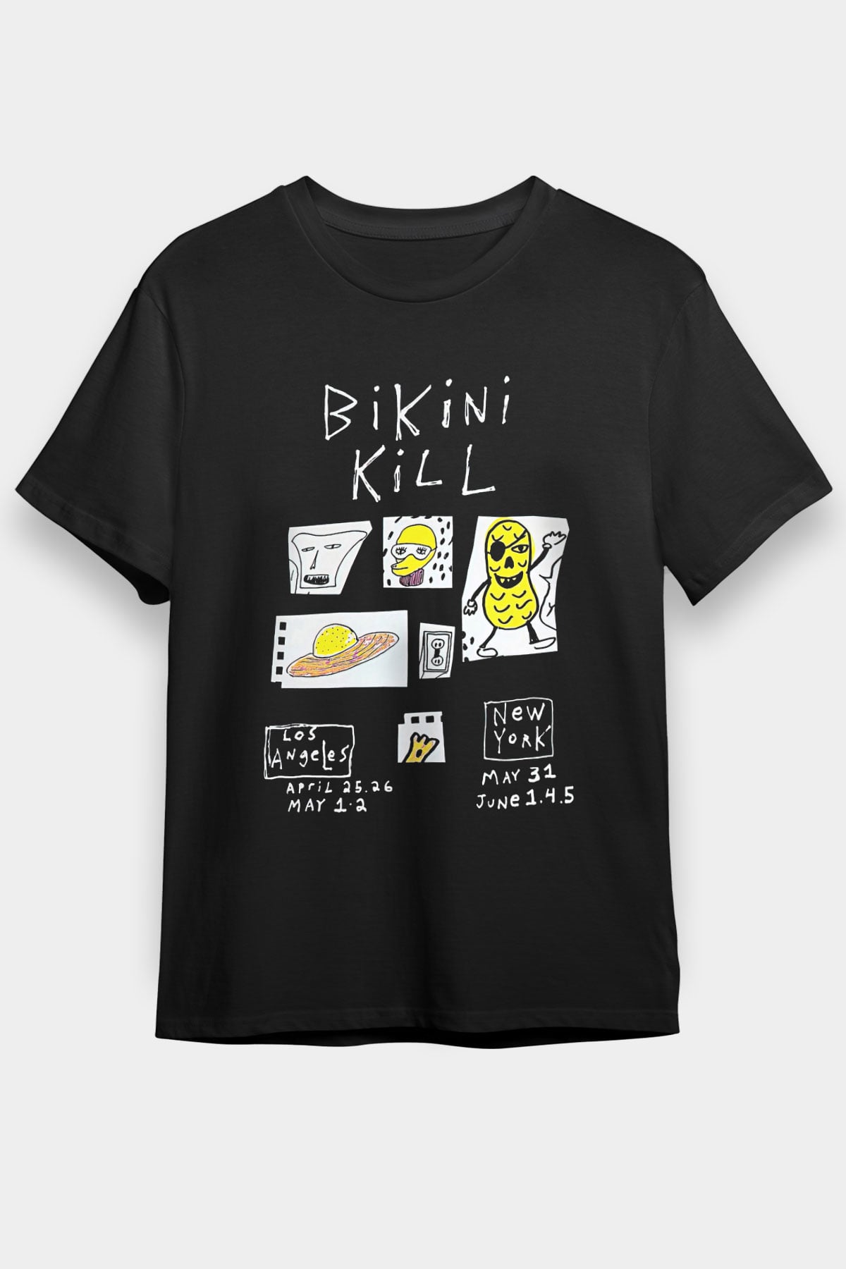Bikini Kill Baskılı Unisex Siyah Tişört - Tshirt