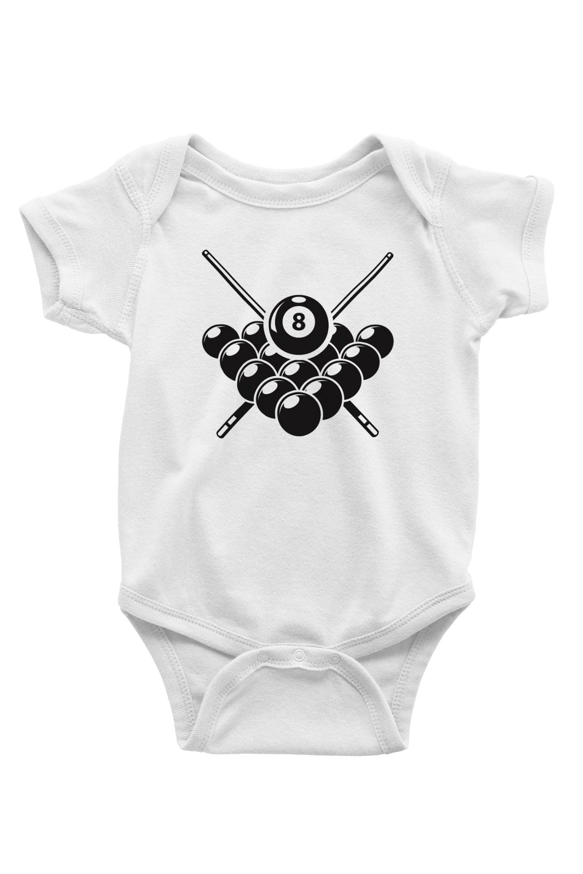 Bilardo Baskılı Beyaz Unisex Bebek Body - Zıbın