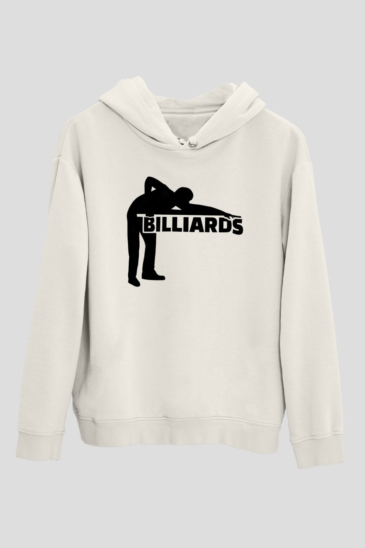 Bilardo Beyaz Unisex Kapüşonlu Sweatshirt