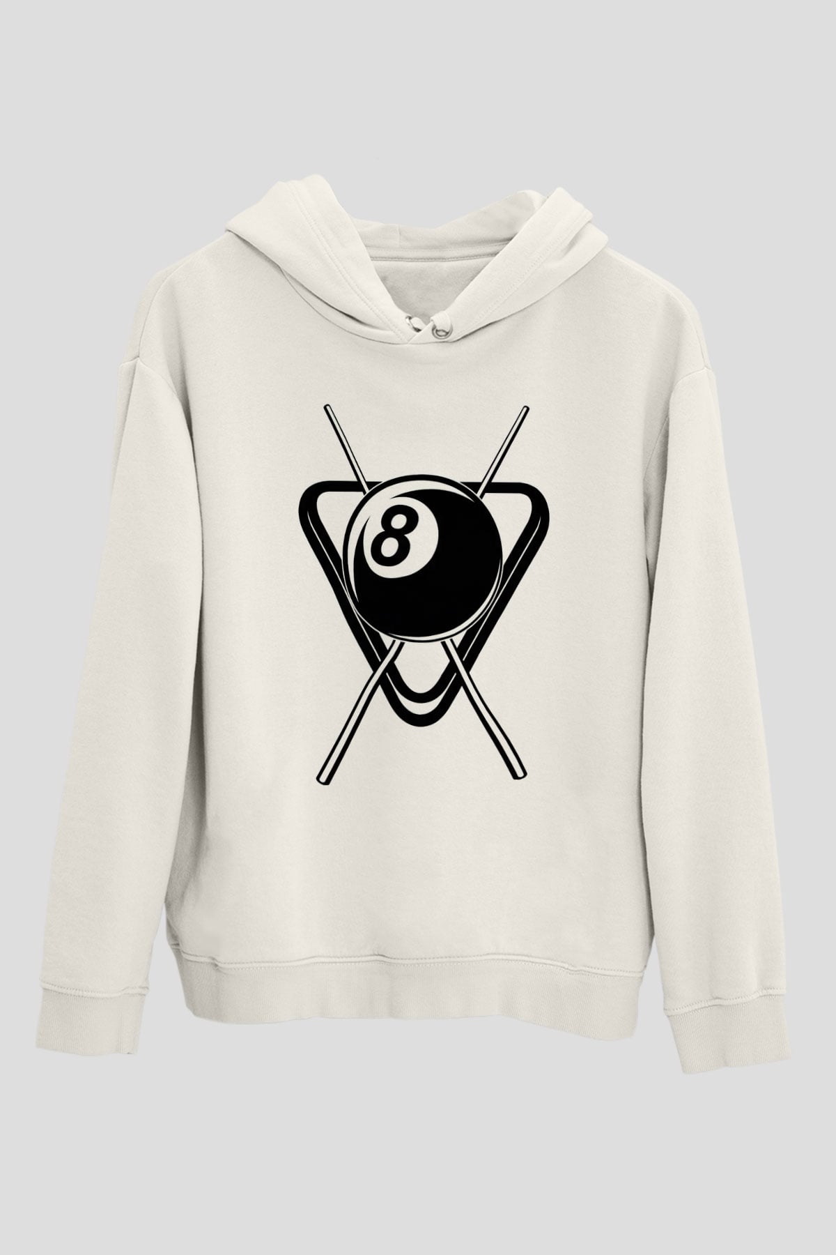 Bilardo Beyaz Unisex Kapüşonlu Sweatshirt