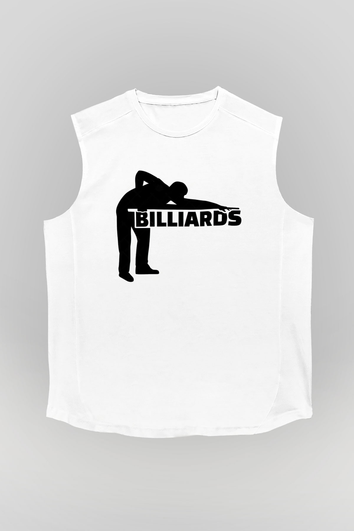 Bilardo Beyaz Unisex Kolsuz Tişört
