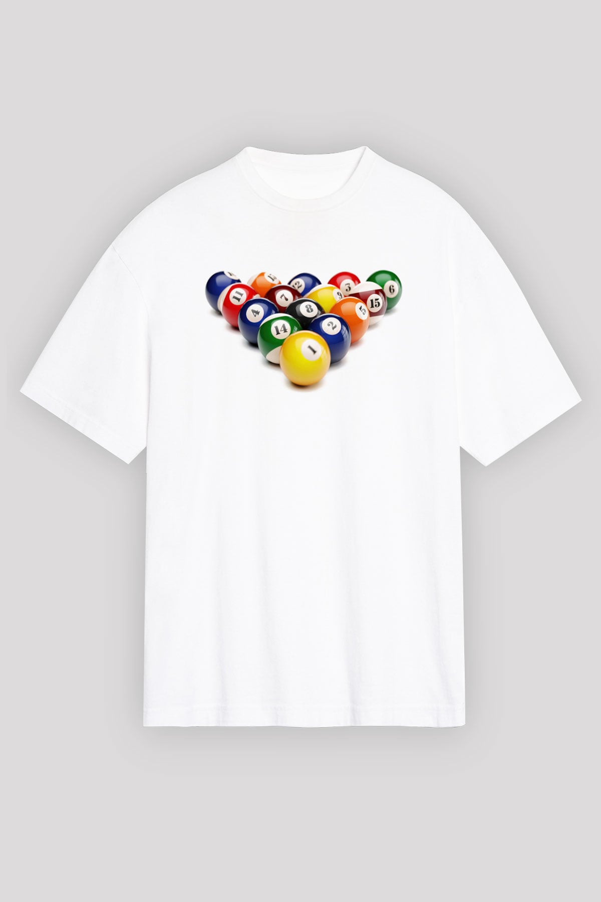 Bilardo Beyaz Unisex Oversize Tişört T-Shirt
