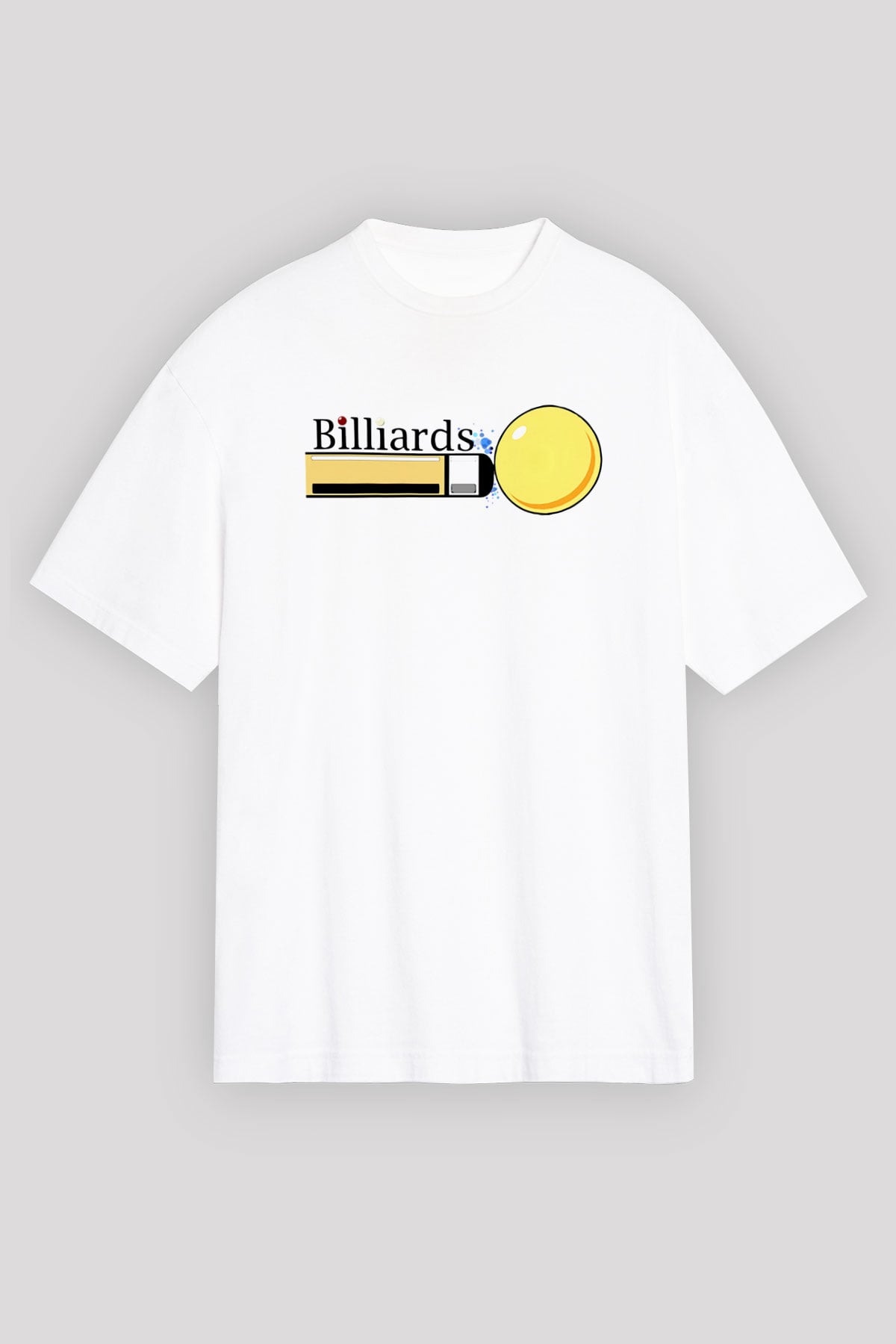 Bilardo Beyaz Unisex Oversize Tişört T-Shirt