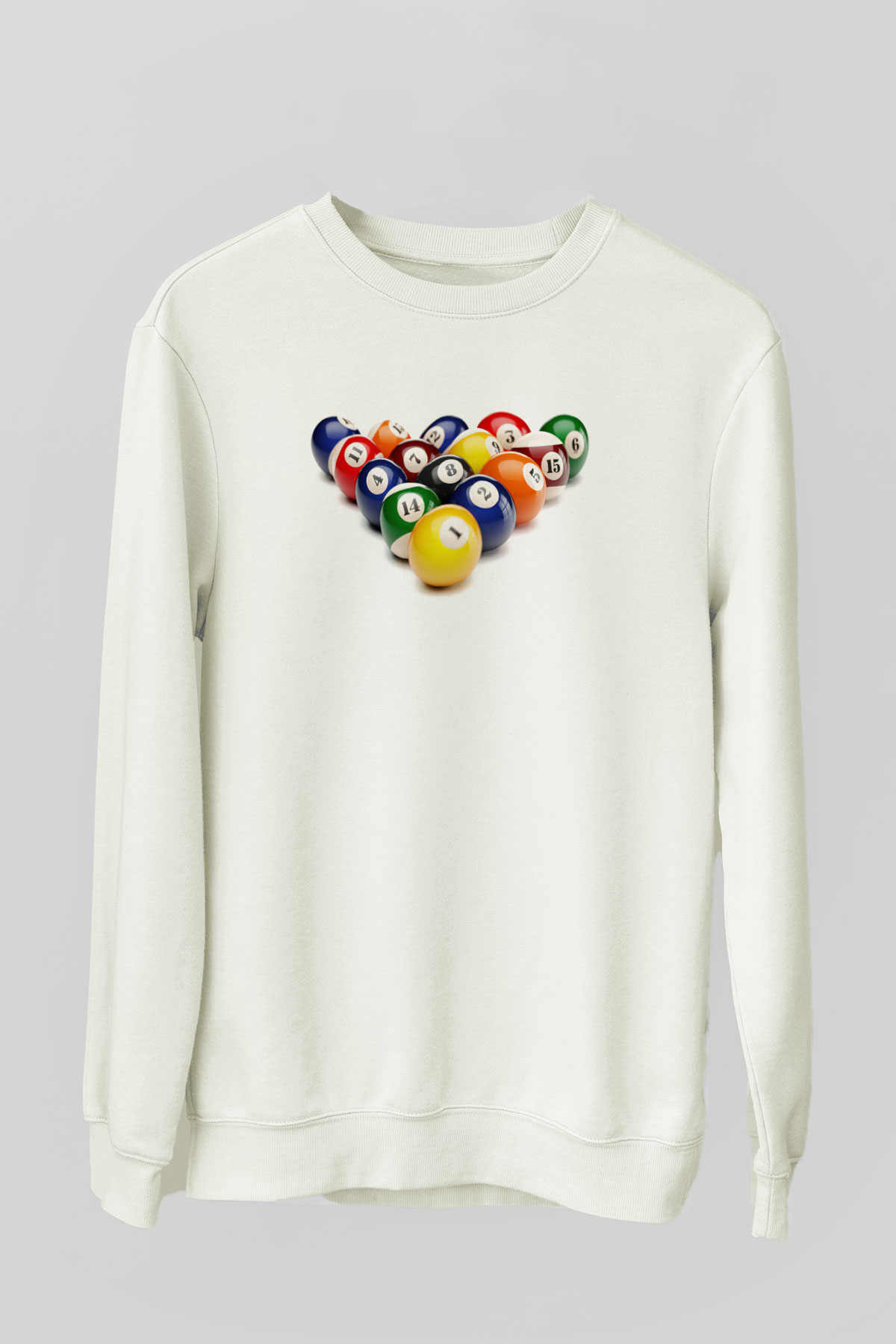 Bilardo Beyaz Unisex Sweatshirt