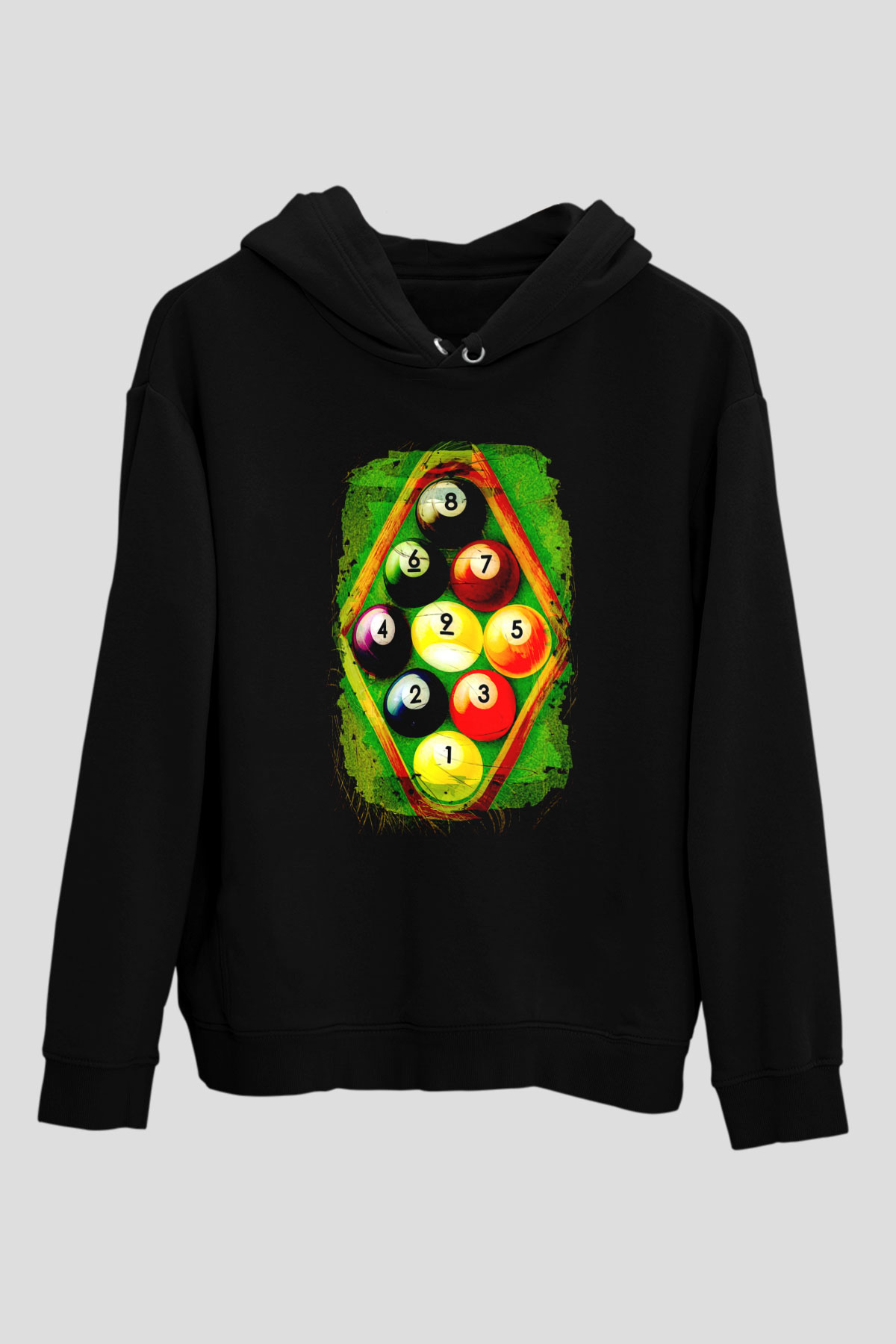 Bilardo Siyah Unisex Hoodie
