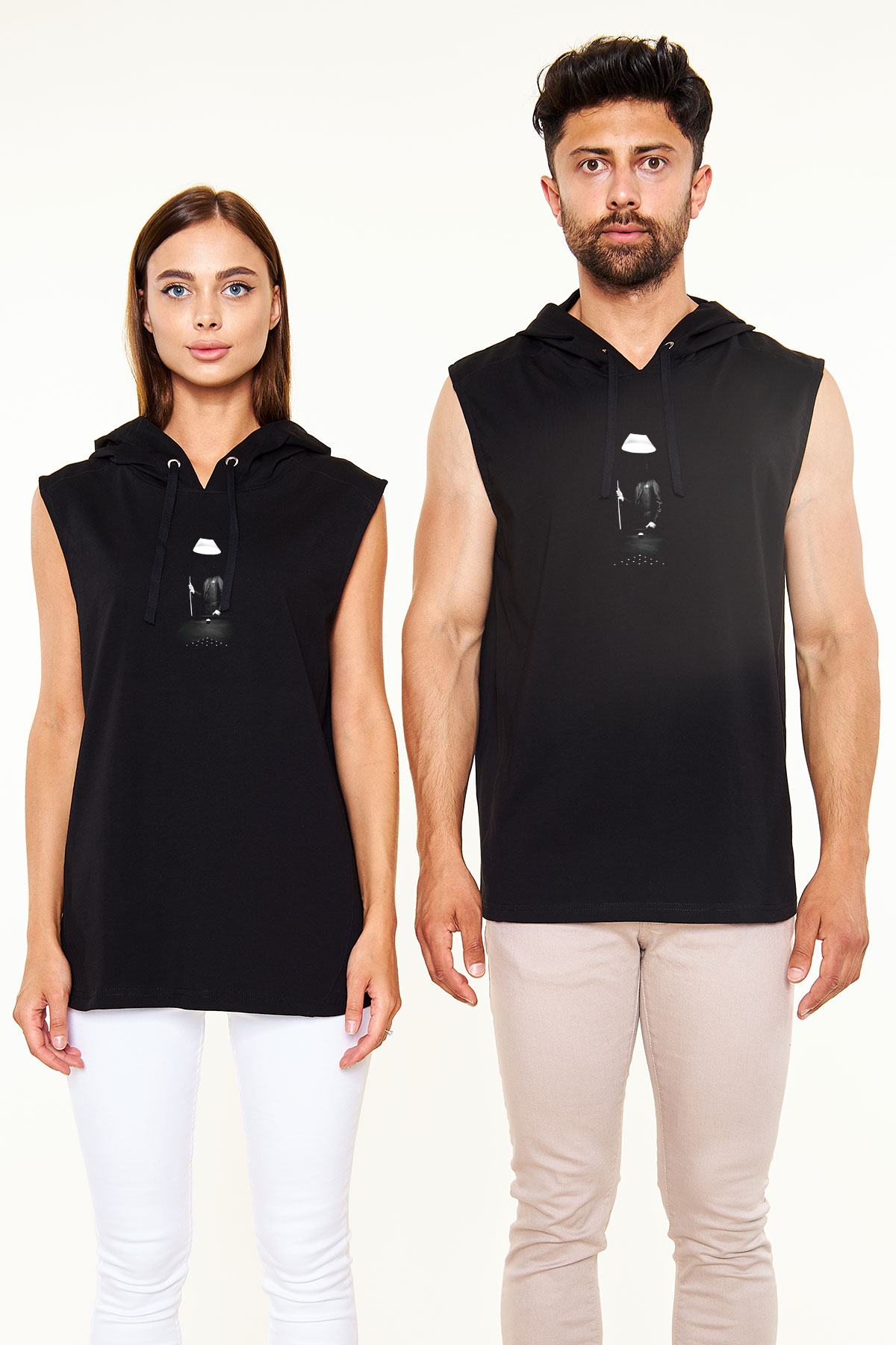 Bilardo Siyah Unisex Kapüşonlu Kolsuz Tişört