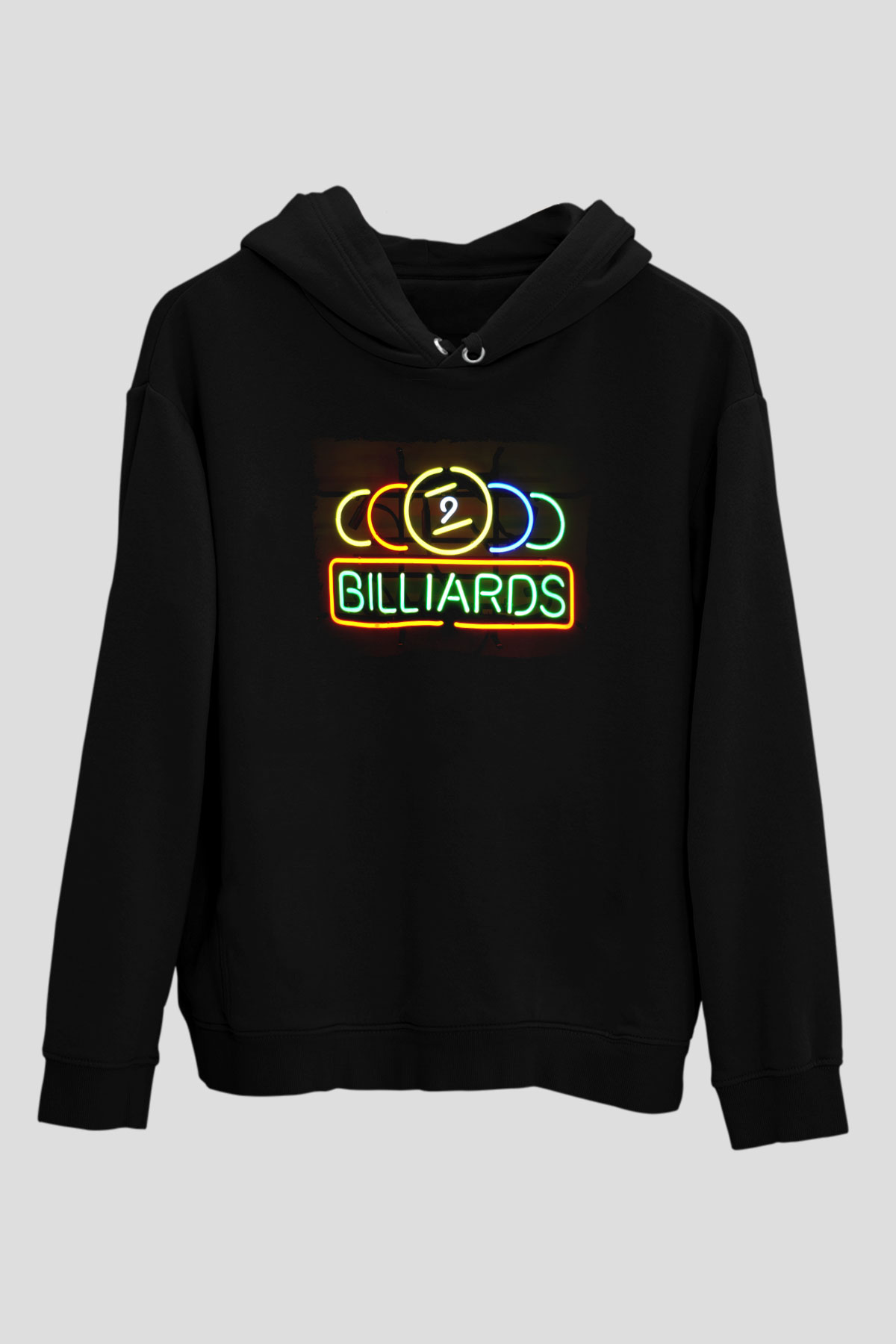 Bilardo Siyah Unisex Kapüşonlu Sweatshirt