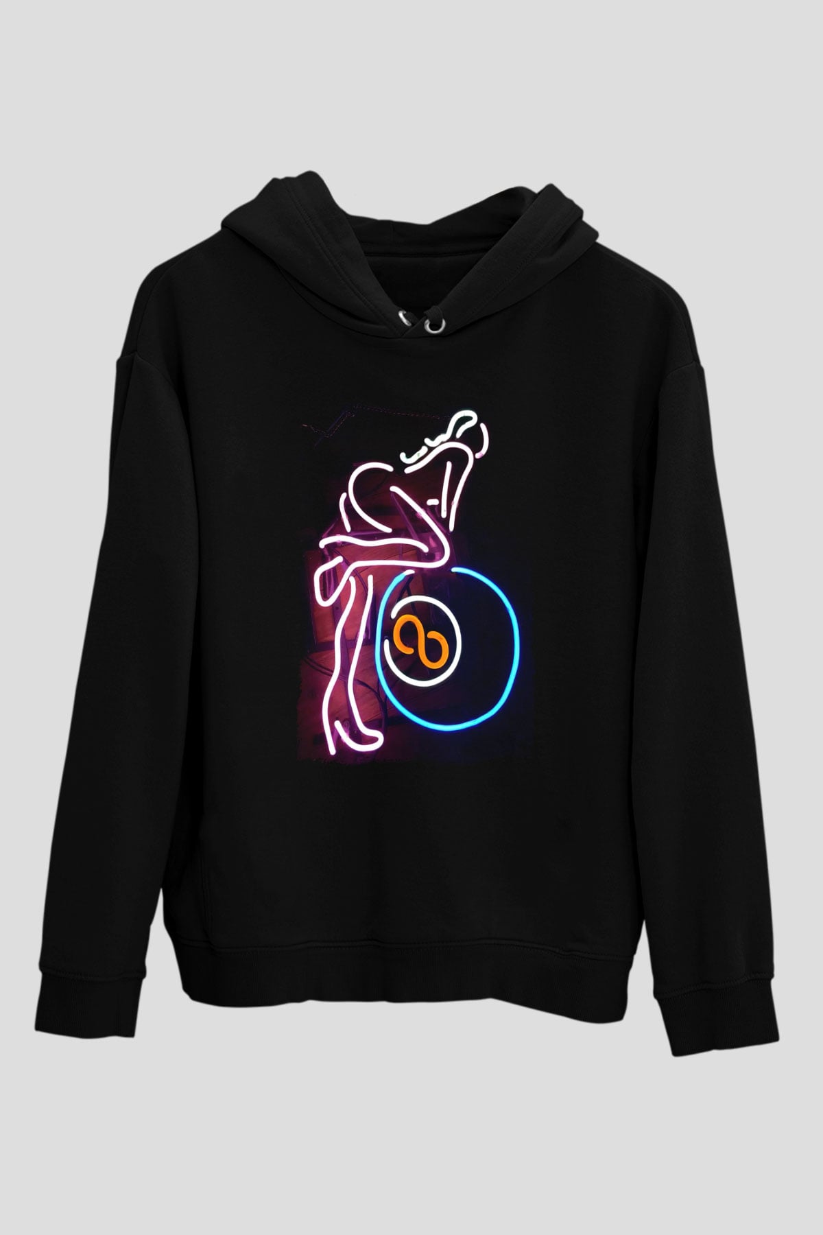 Bilardo Siyah Unisex Kapüşonlu Sweatshirt