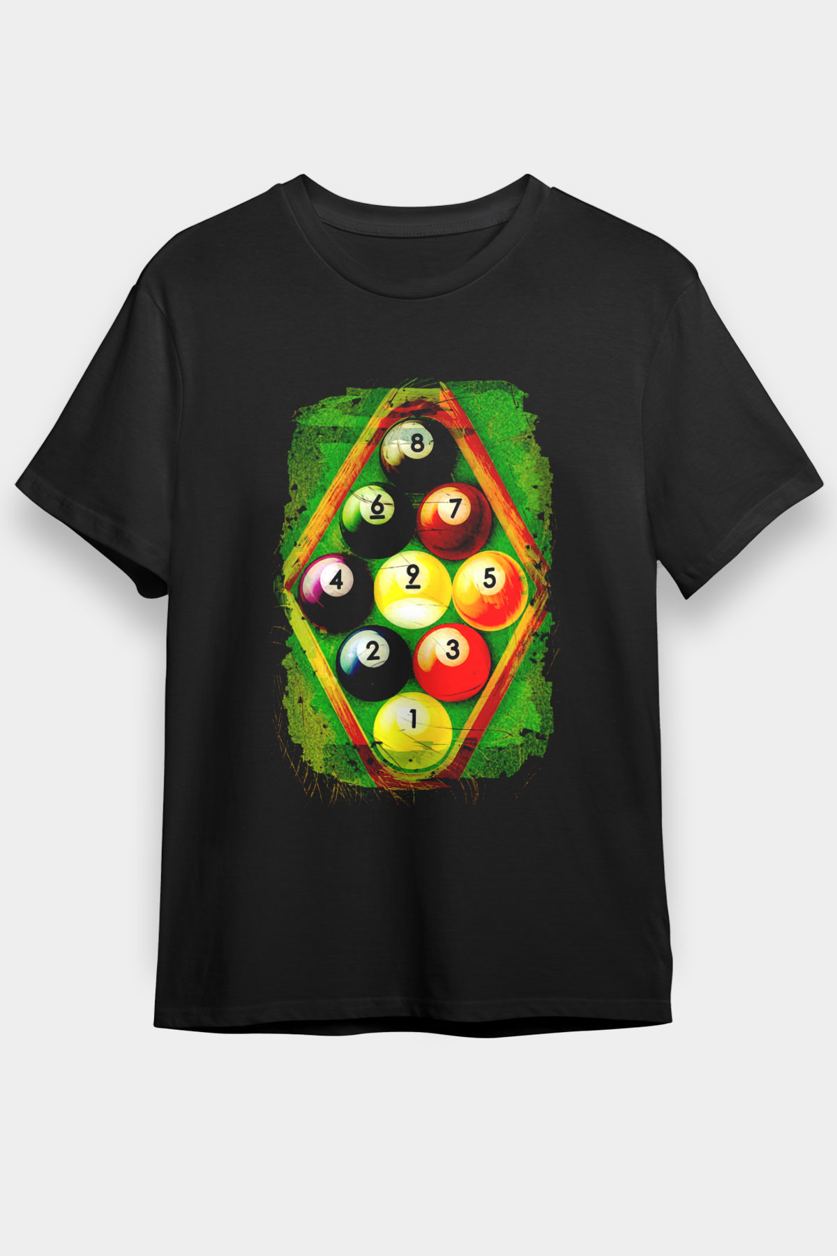 Bilardo Siyah Unisex Tişört T-Shirt - TişörtFabrikası