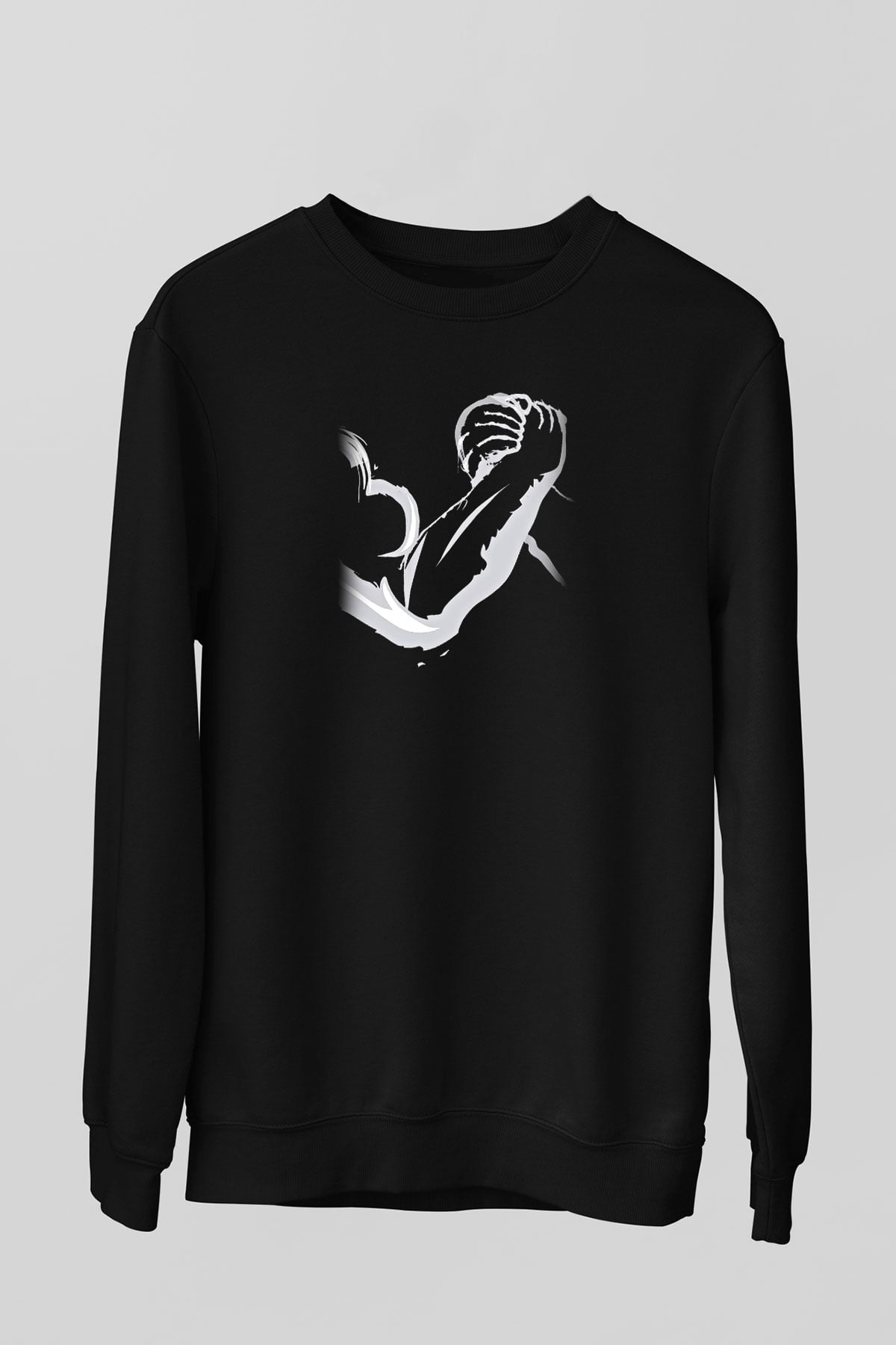 Bilek Güreşi - Arm Wrestling Baskılı Unisex Siyah Sweatshirt