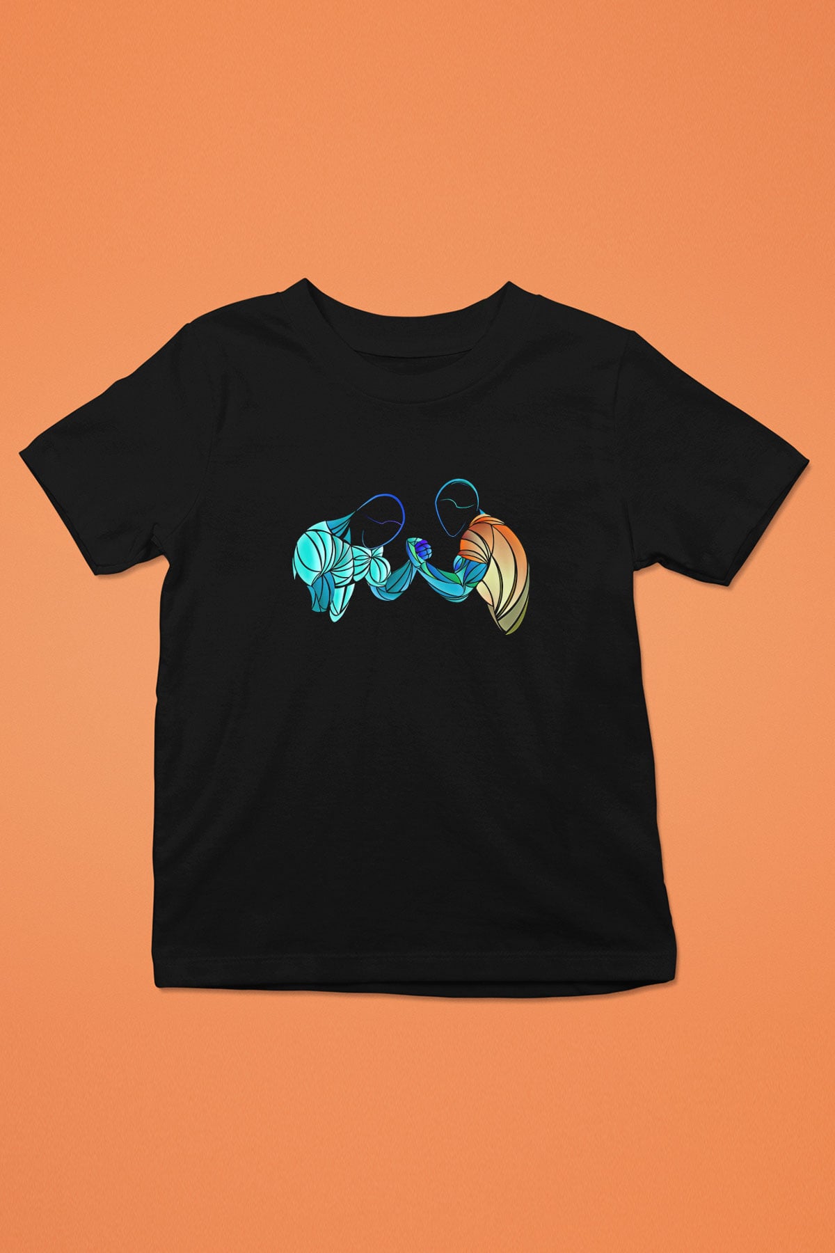 Bilek Güreşi - Arm Wrestling Baskılı Unisex Siyah Çocuk Tİşörtü - Tshirt