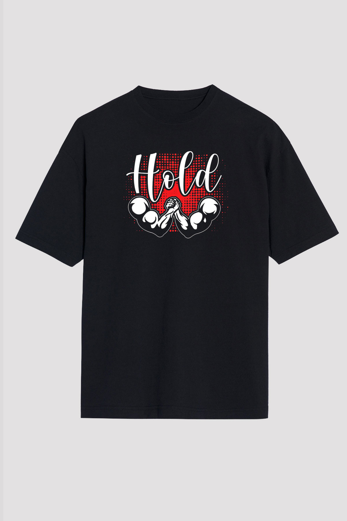 Bilek Güreşi - Arm Wrestling Baskılı Unisex Siyah Oversize Tişört