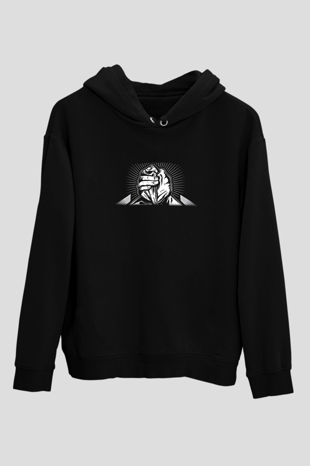 Bilek Güreşi - Arm Wrestling Baskılı Unisex Siyah Hoodie