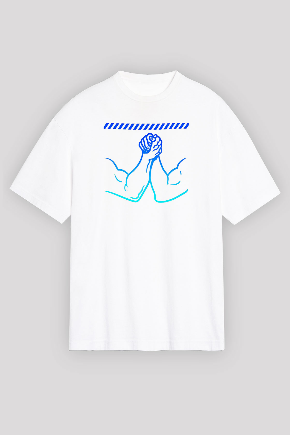 Bilek Güreşi Baskılı Unisex Beyaz Oversize Tişört - Tshirt