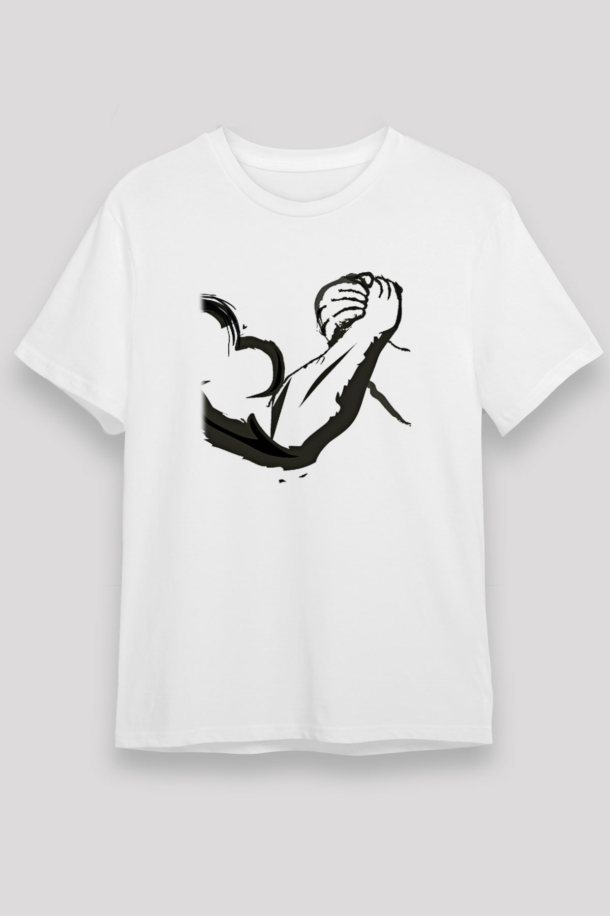 Bilek Güreşi Baskılı Unisex Beyaz Tişört - Tshirt