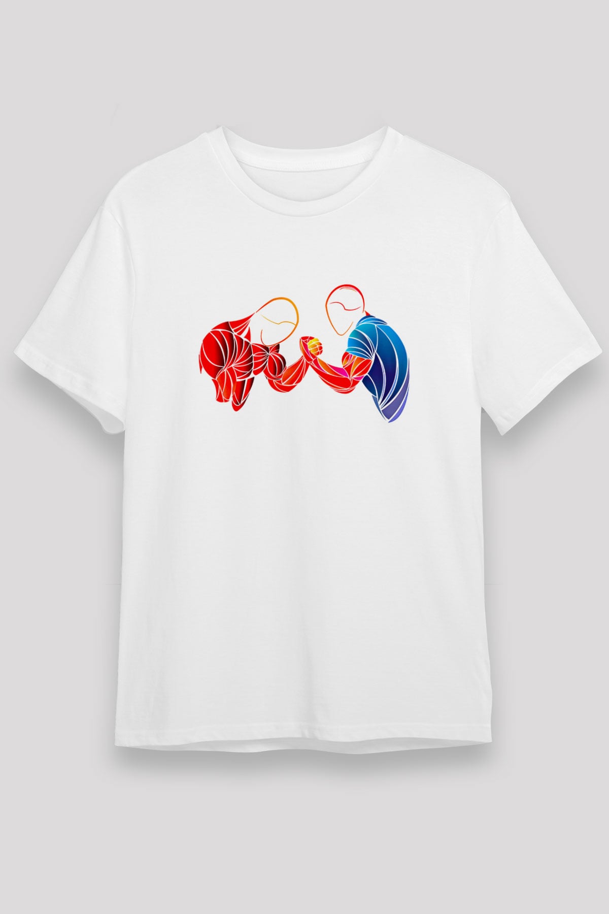 Bilek Güreşi Baskılı Unisex Beyaz Tişört - Tshirt