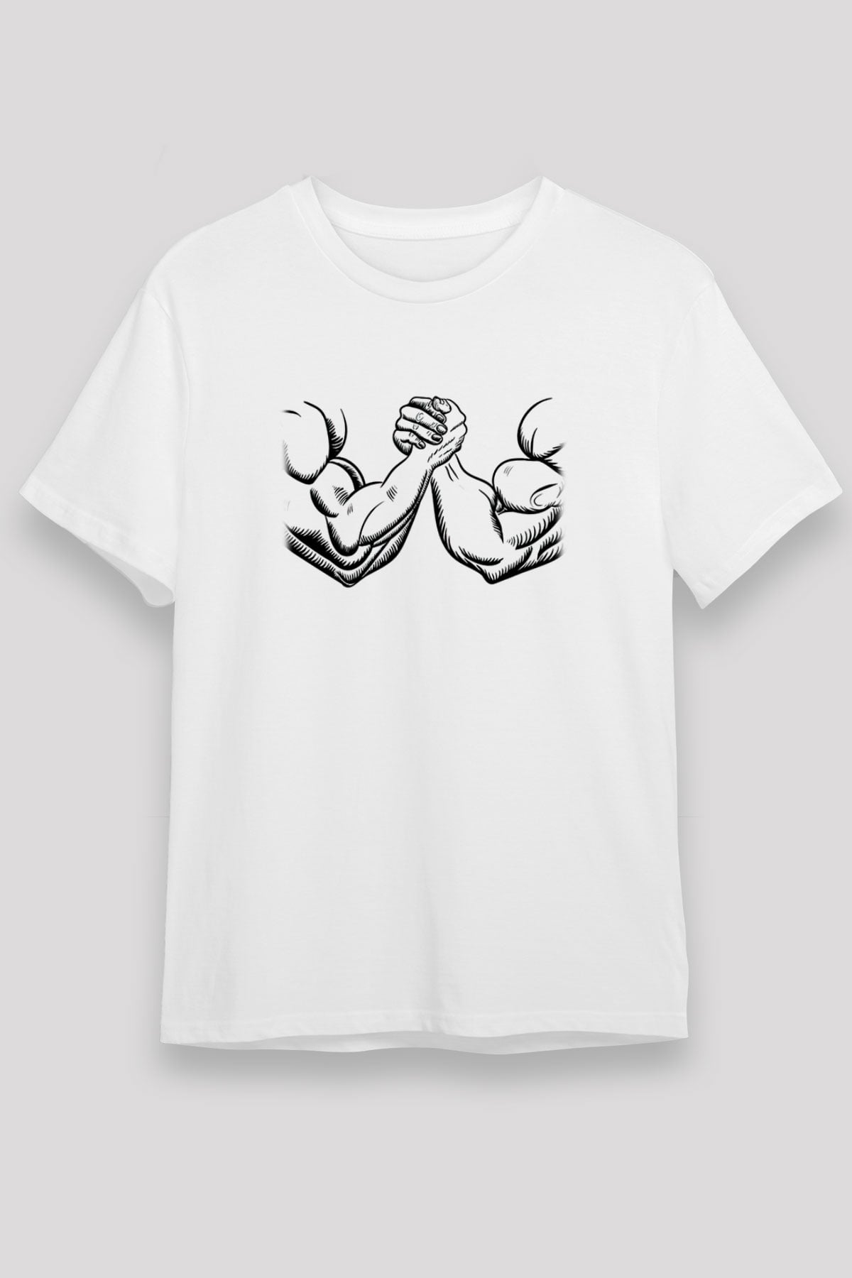 Bilek Güreşi Baskılı Unisex Beyaz Tişört - Tshirt