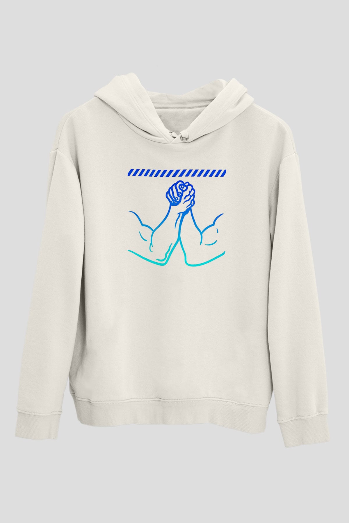 Bilek Güreşi Baskılı Unisex Ekru Hoodie