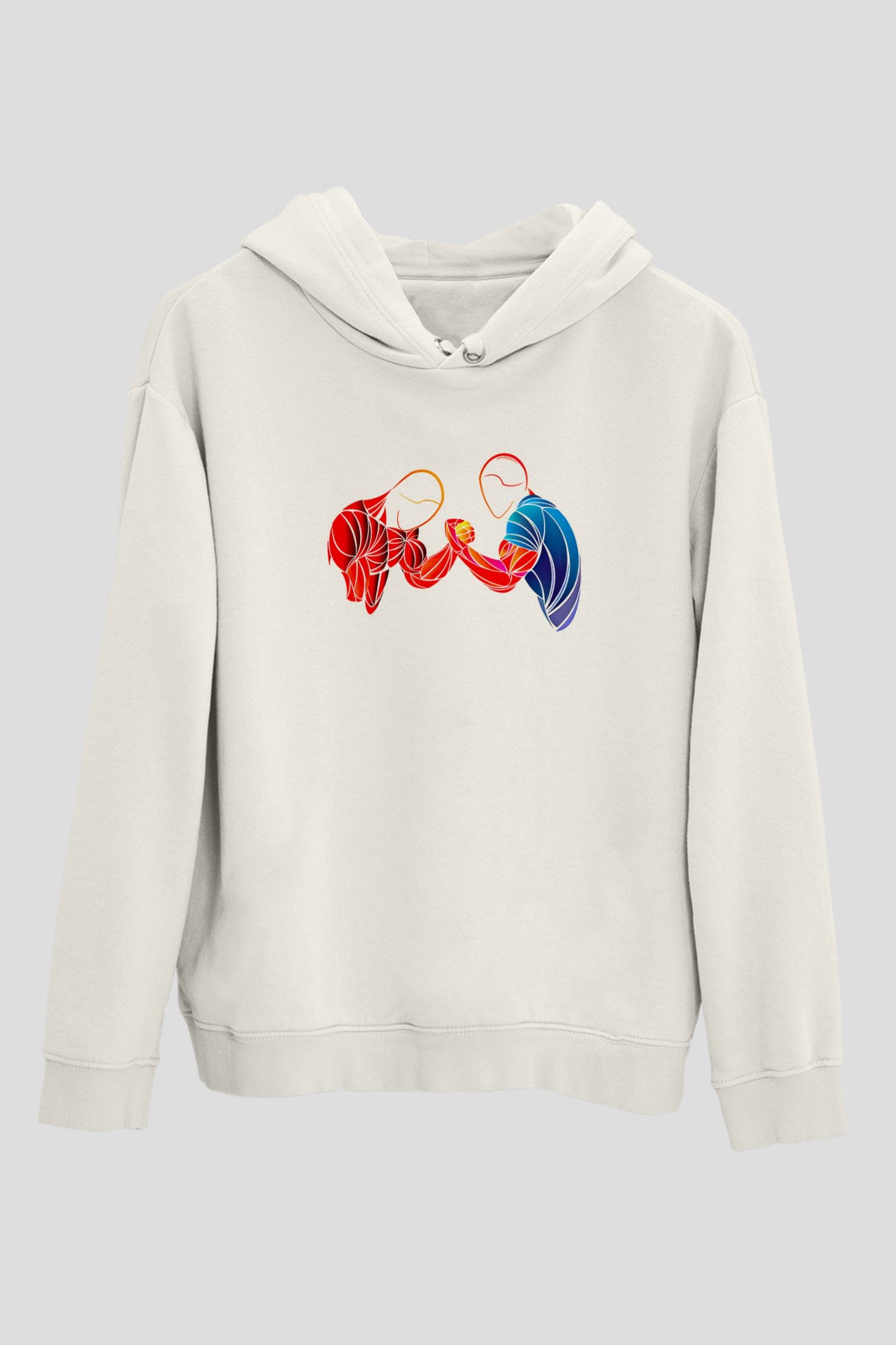 Bilek Güreşi Baskılı Unisex Ekru Hoodie