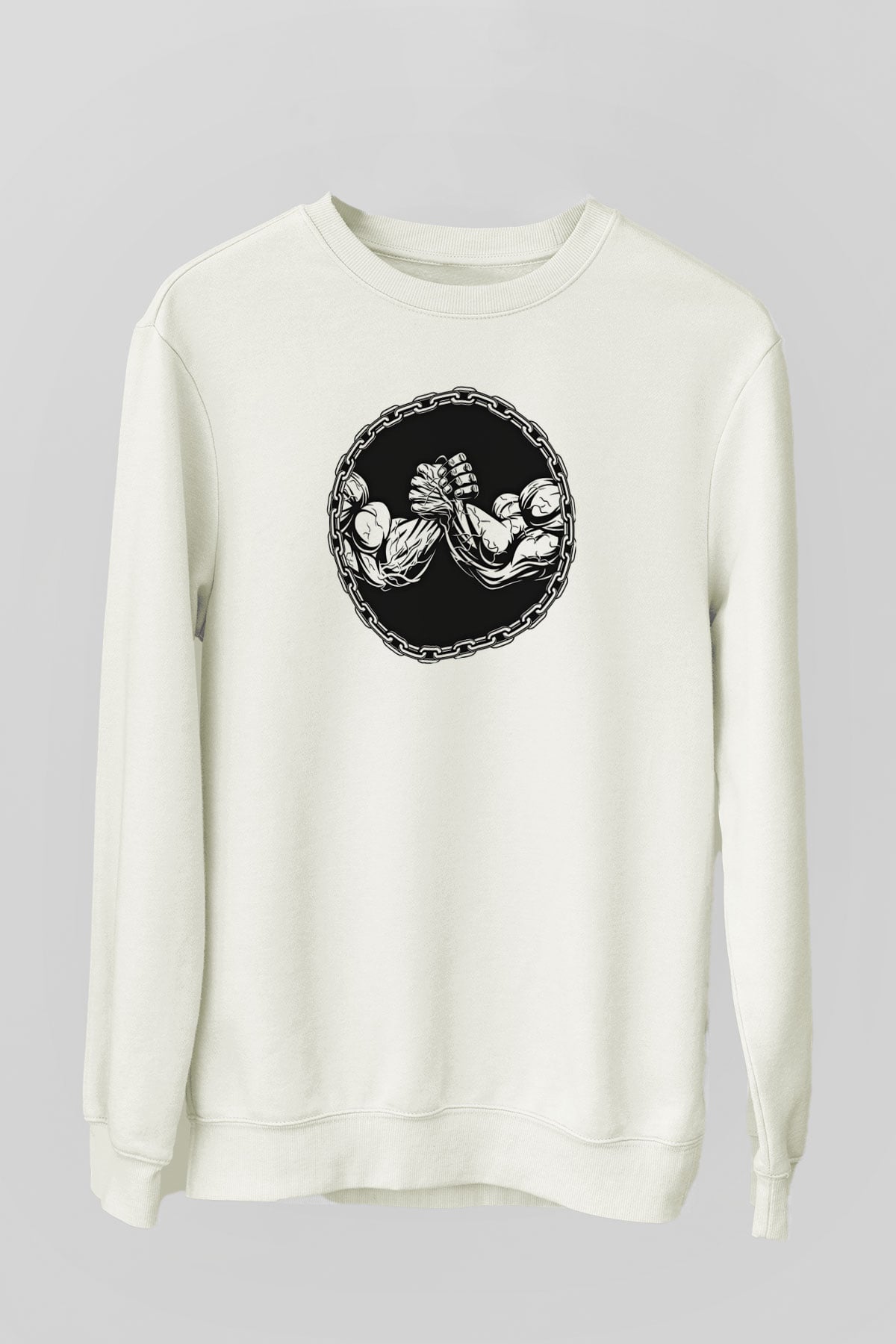 Bilek Güreşi Baskılı Unisex Ekru Sweatshirt
