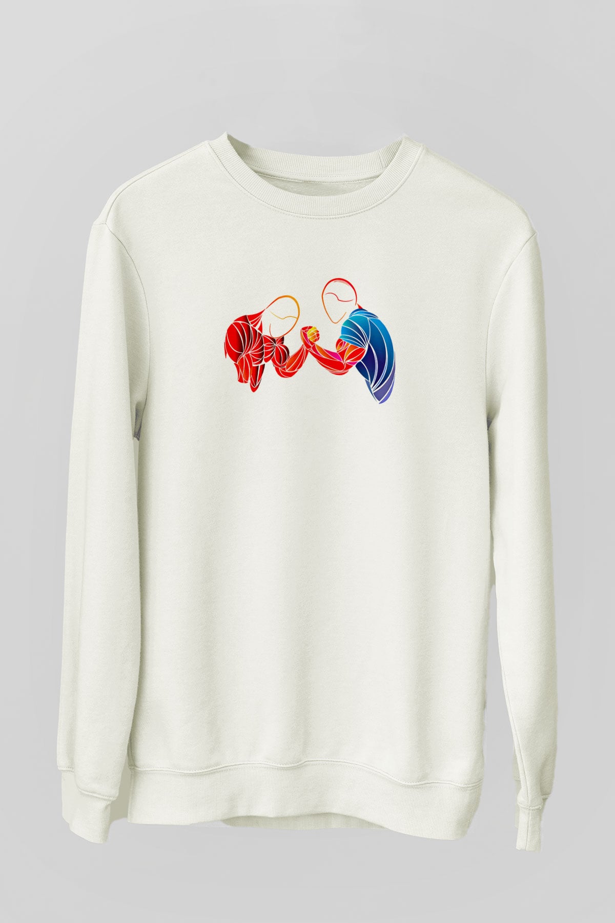 Bilek Güreşi Baskılı Unisex Ekru Sweatshirt