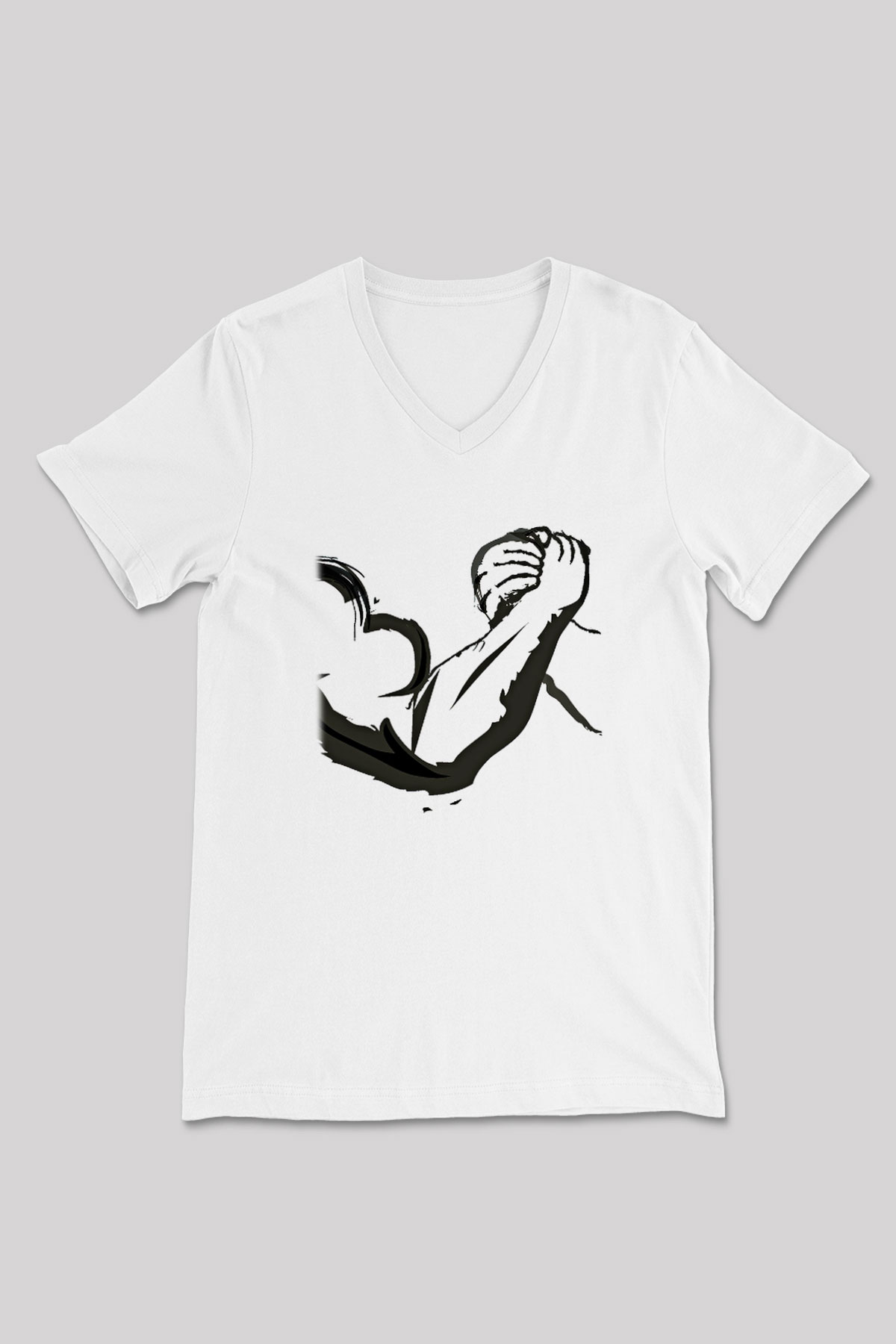 Bilek Güreşi Baskılı Unisex V Yaka Tişört - Tshirt